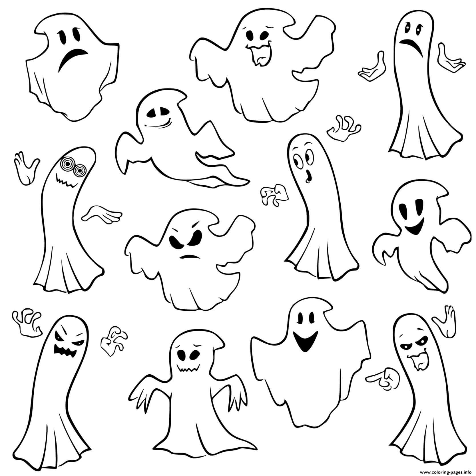 A Lot Of Ghosts For Halloween coloring