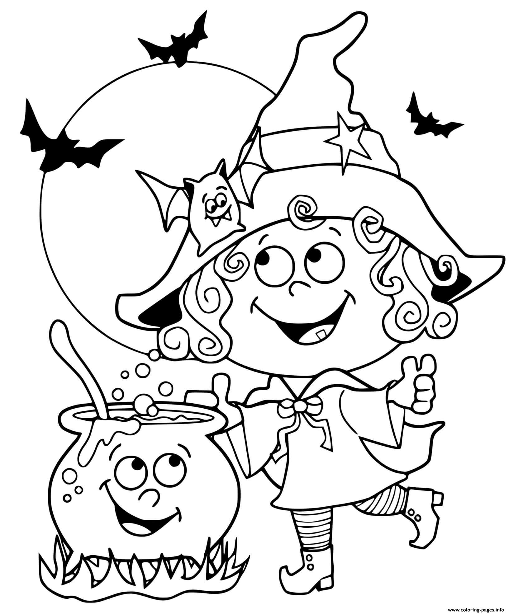 Witch Cute Girl Coloring page Printable