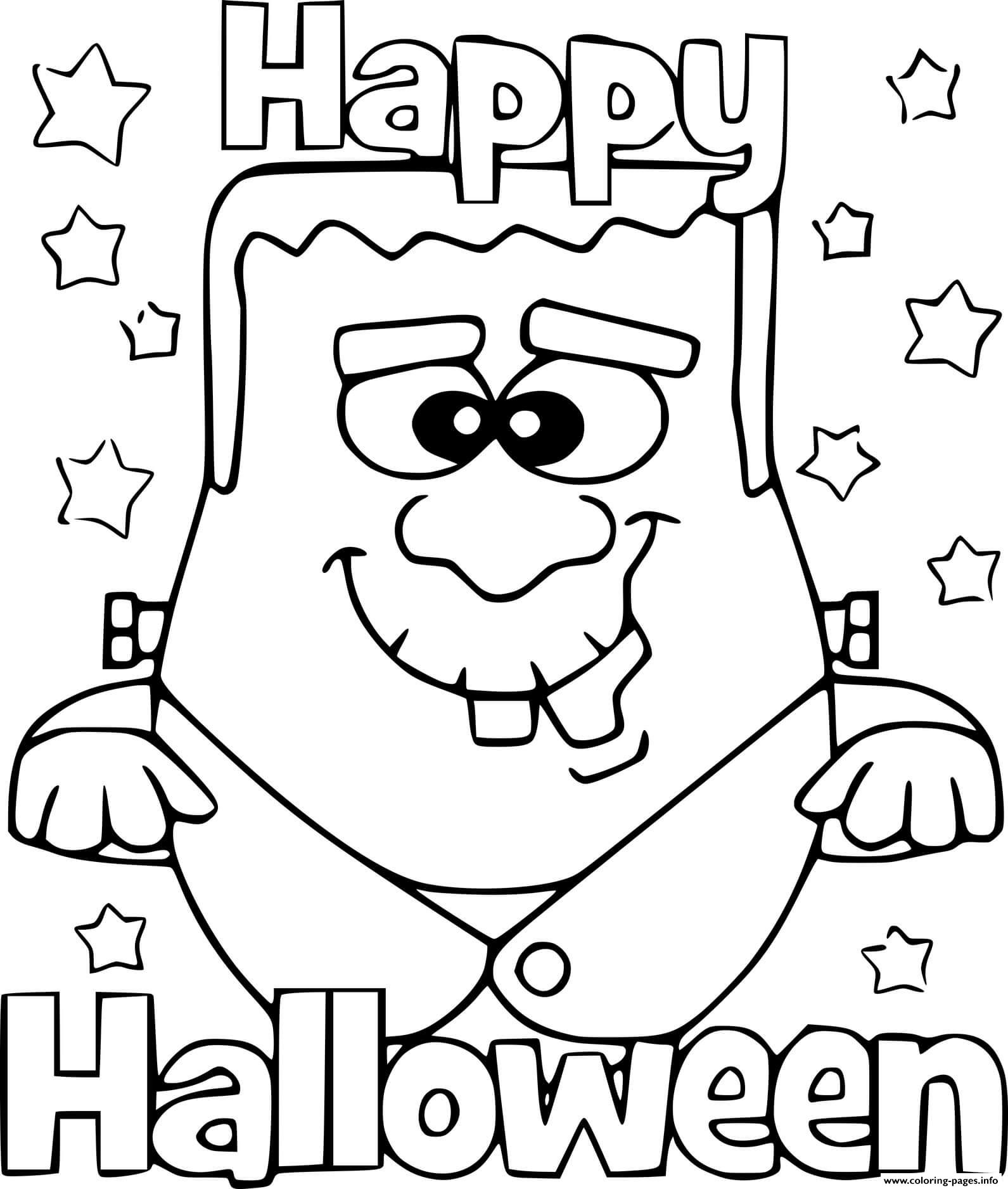 Frankenstein Says Happy Halloween Coloring page Printable