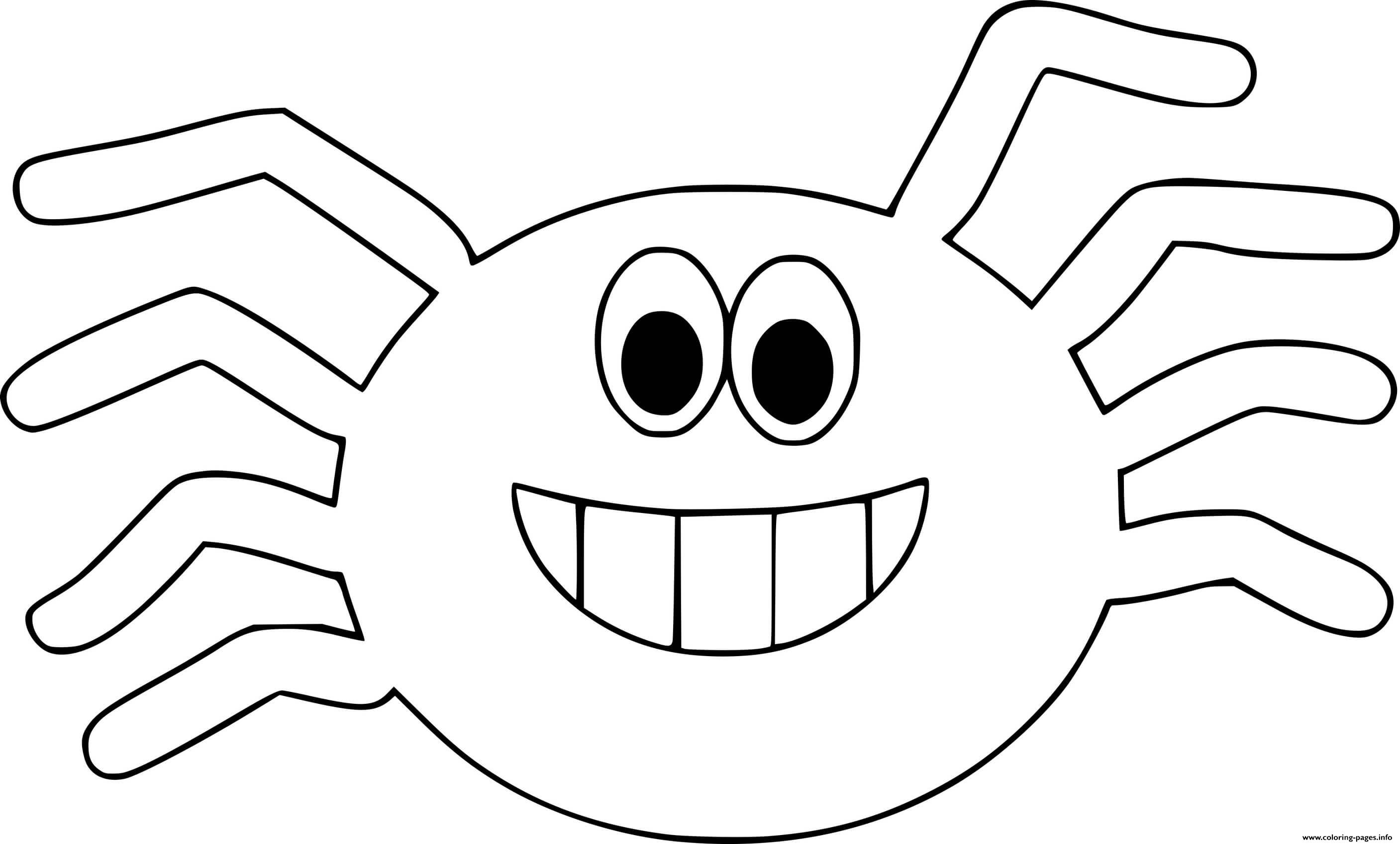 Cartoon Smiling Spider Outline coloring