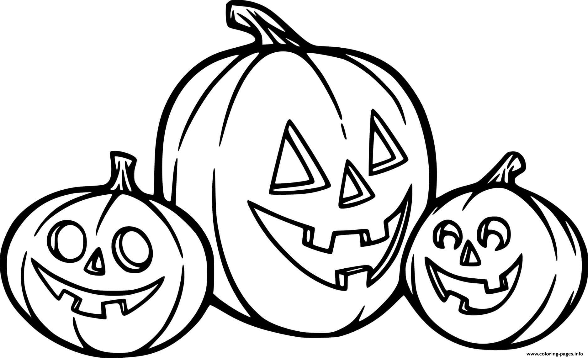Three Happy Jack O Lanterns coloring
