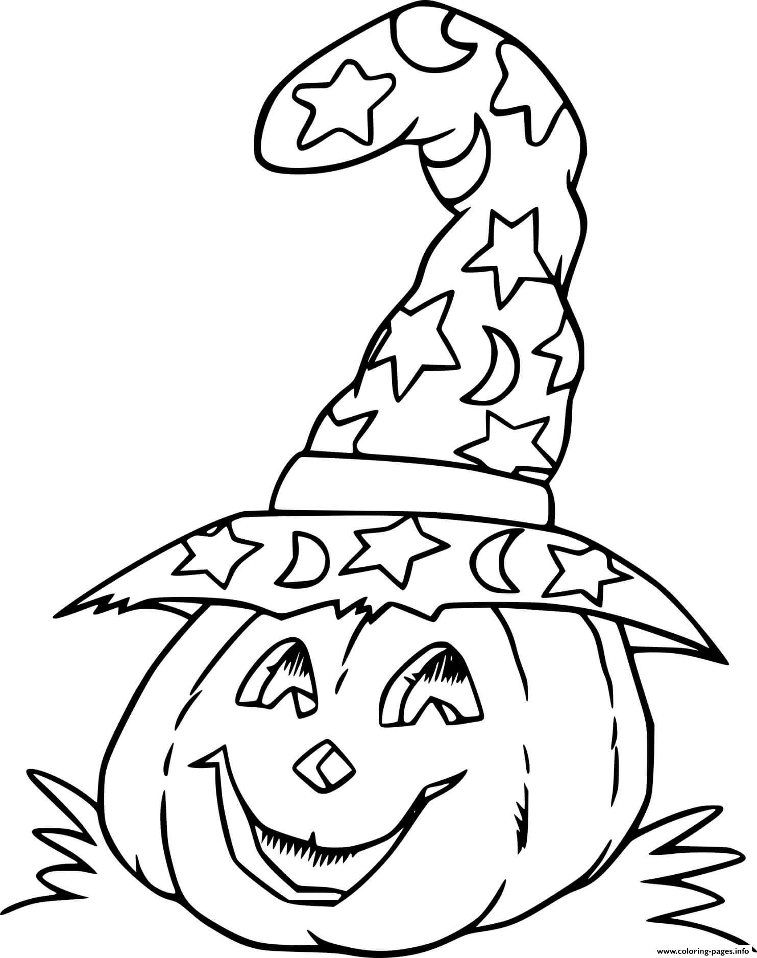 Jack O Lantern In The Witch Hat coloring