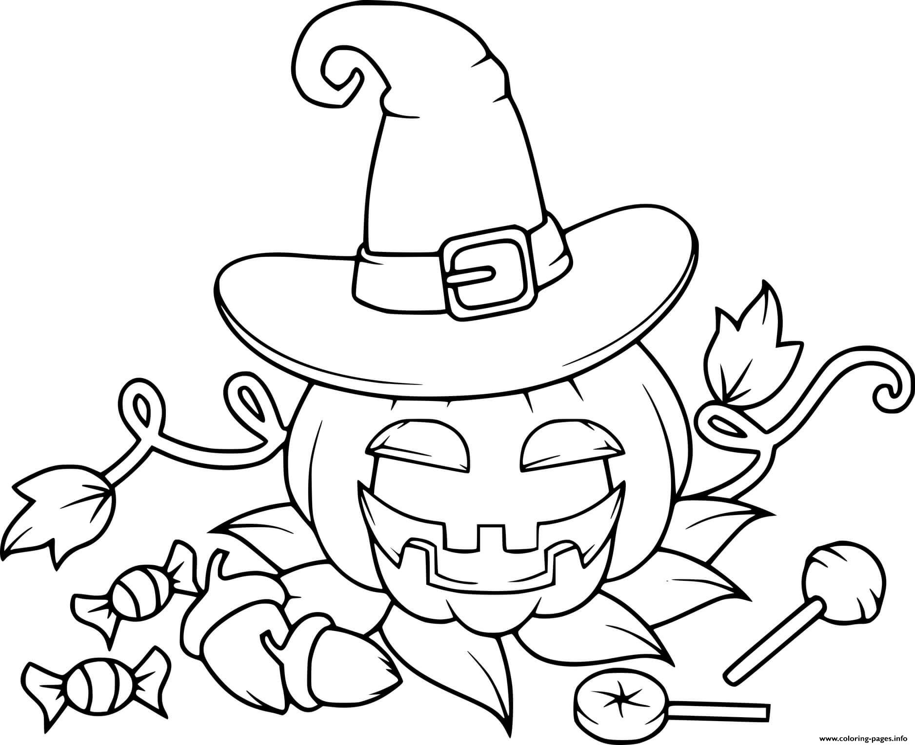 Jack O Lantern Witch With Candies coloring