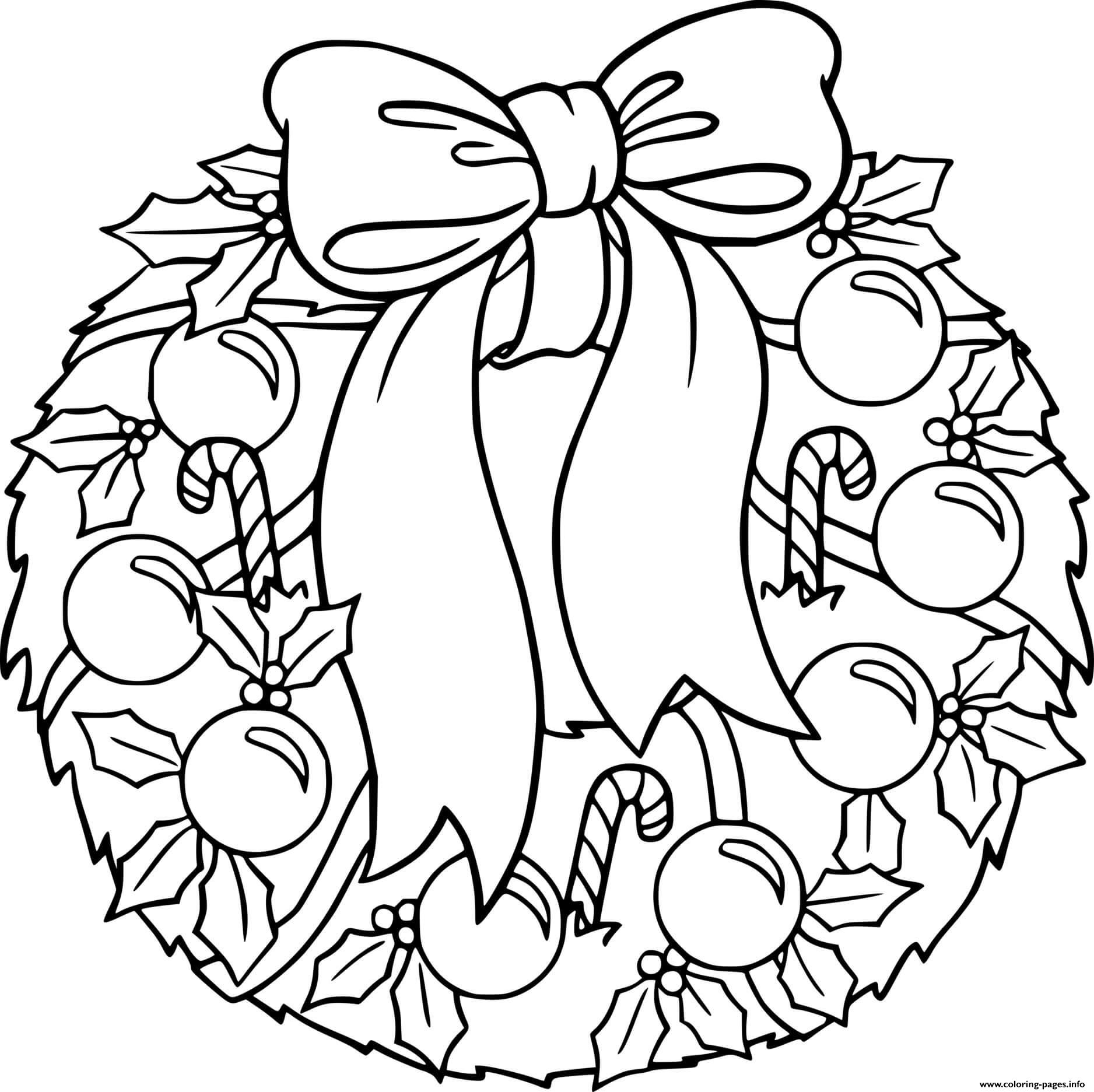 Christmas Wreath With Candy Canes coloring