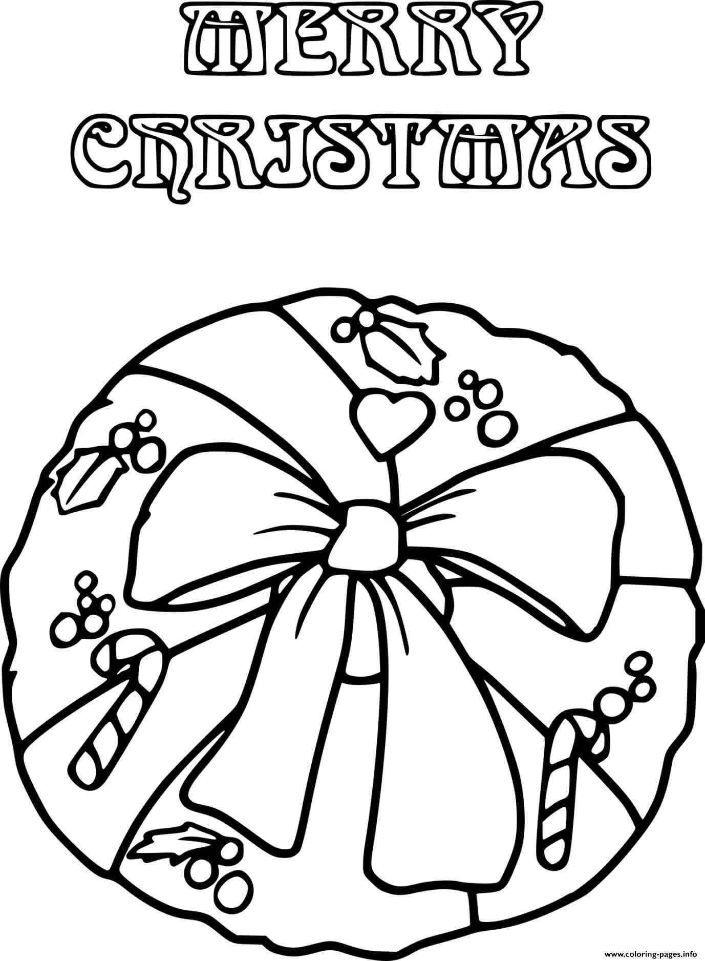 Merry Christmas With A Wreath coloring