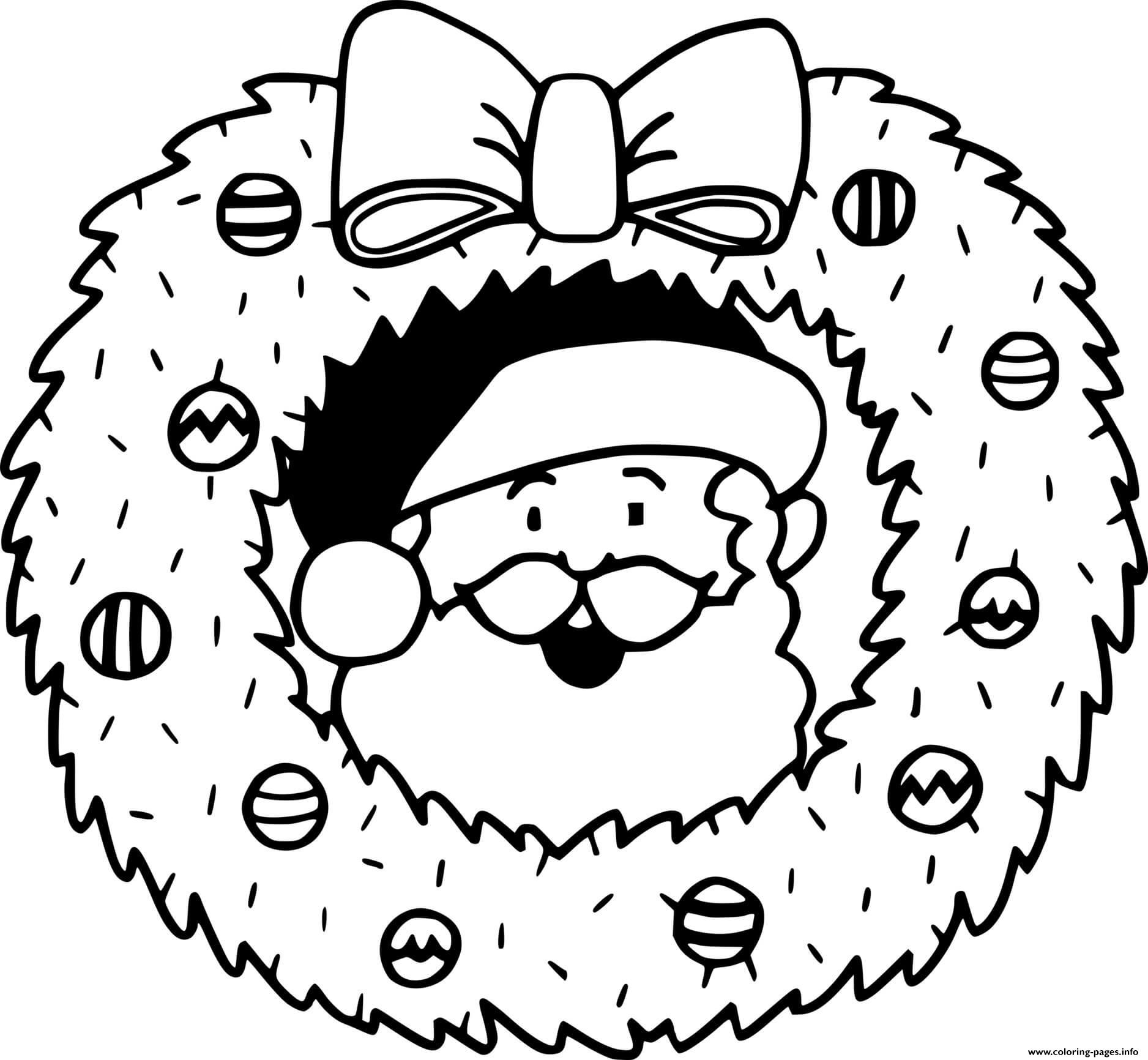Santa Claus In The Wreath coloring
