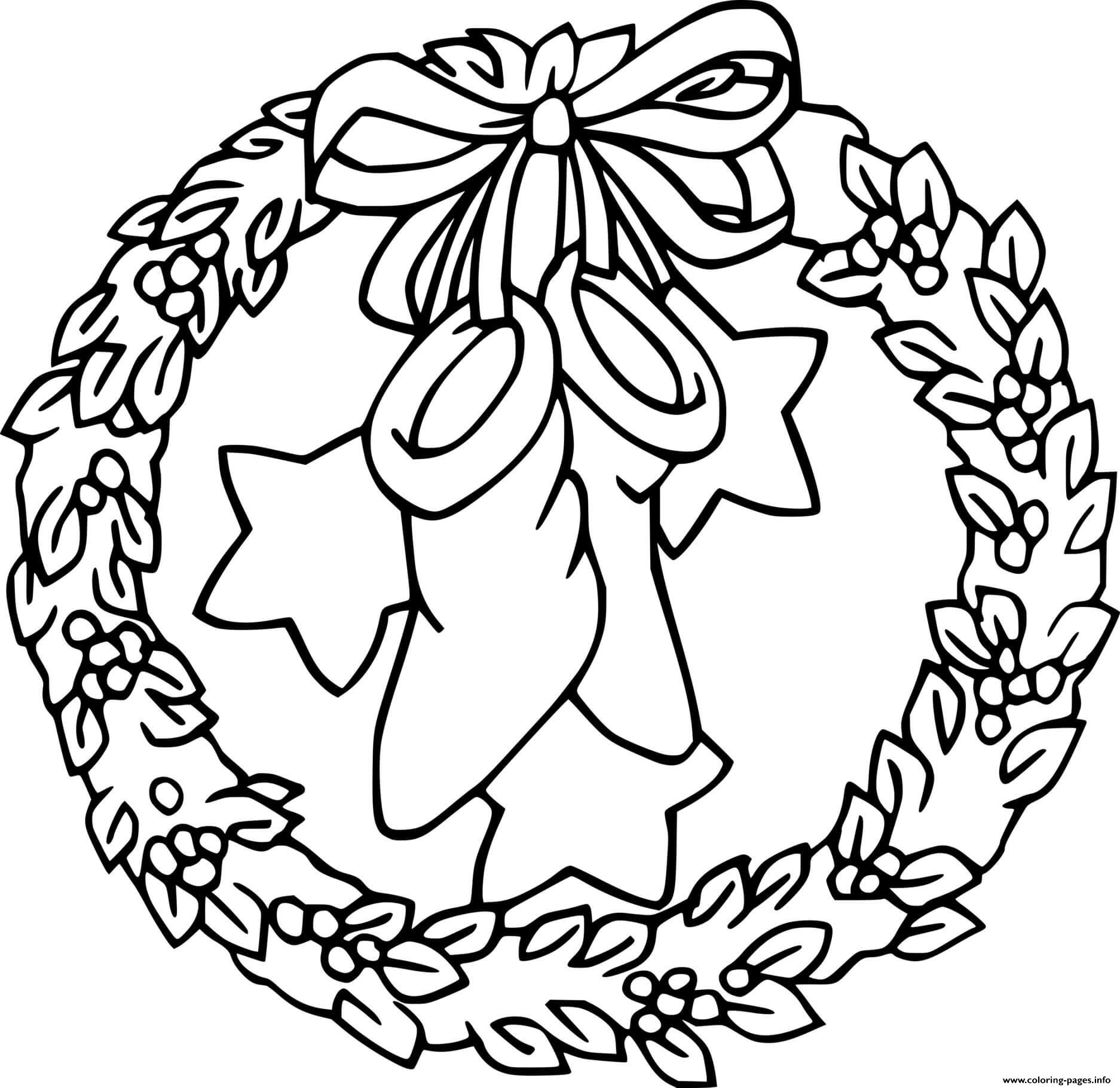 Christmas Wreath With Stockings coloring