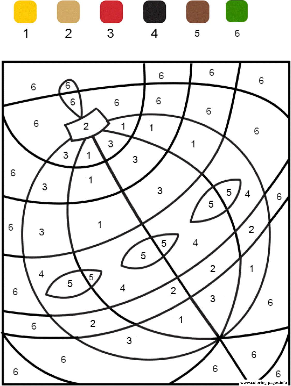 Magic Christmas Ball Number Kindergarten Color By Number Coloring page ...