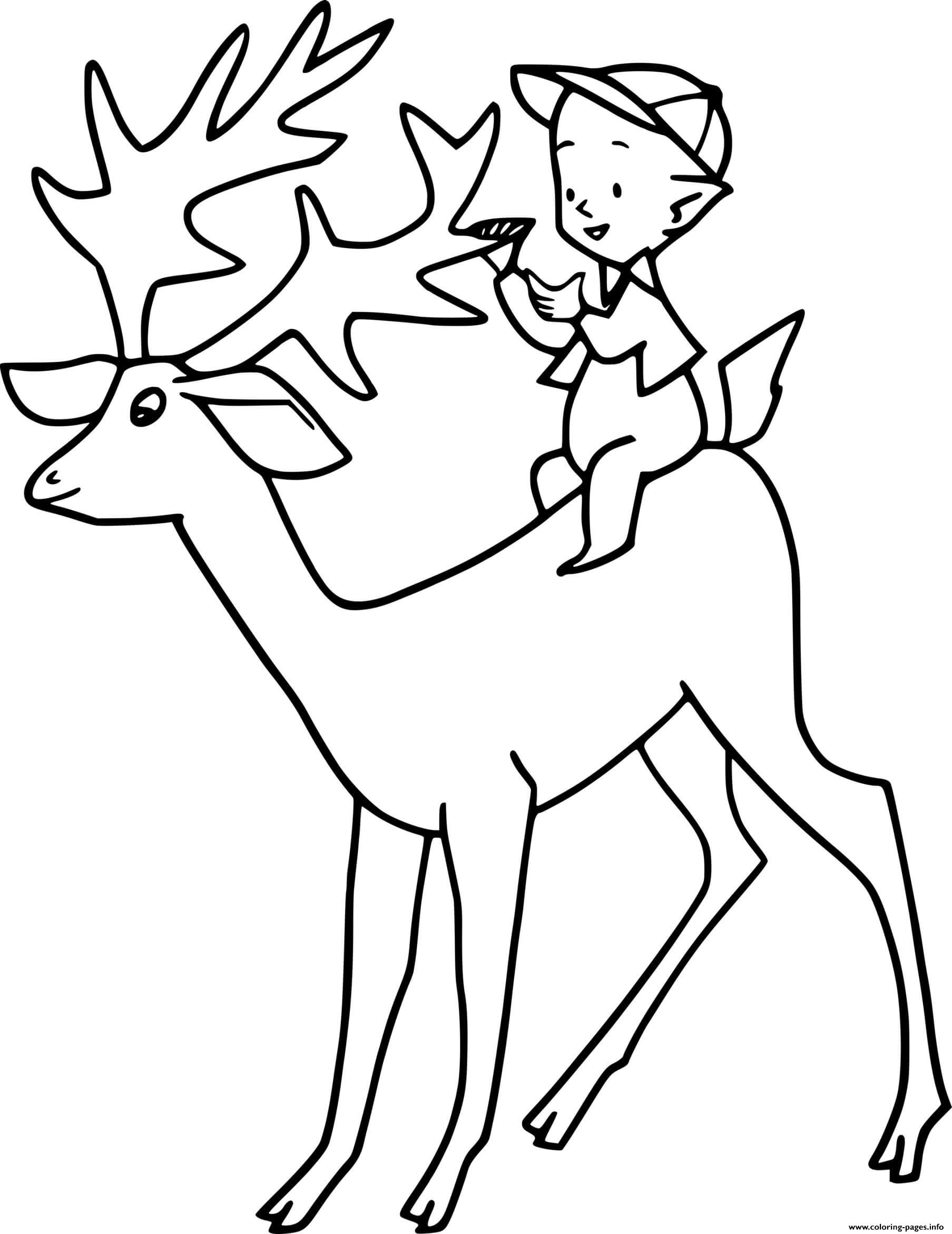 Elf Rides Reindeer coloring pages