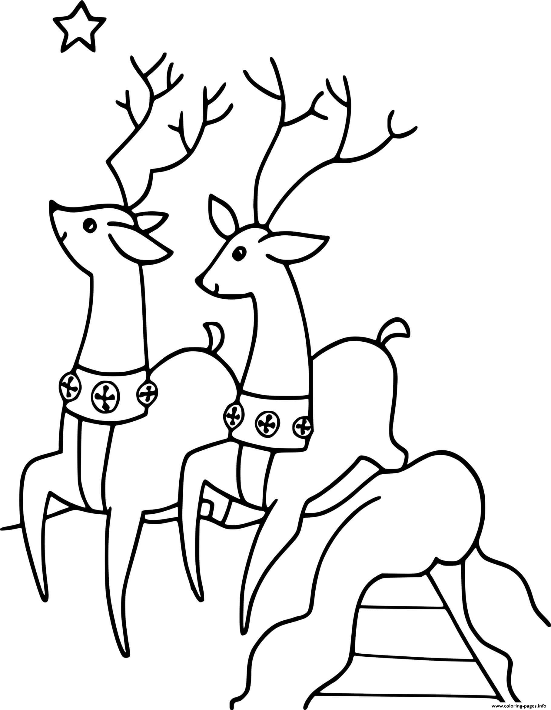Two Simple Reindeer coloring pages