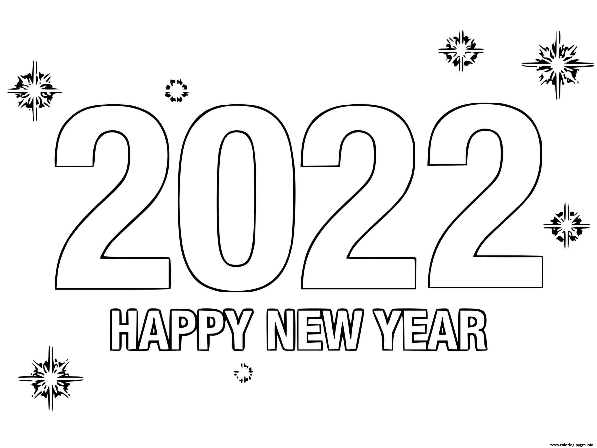 2022 Simple Happy New Year coloring