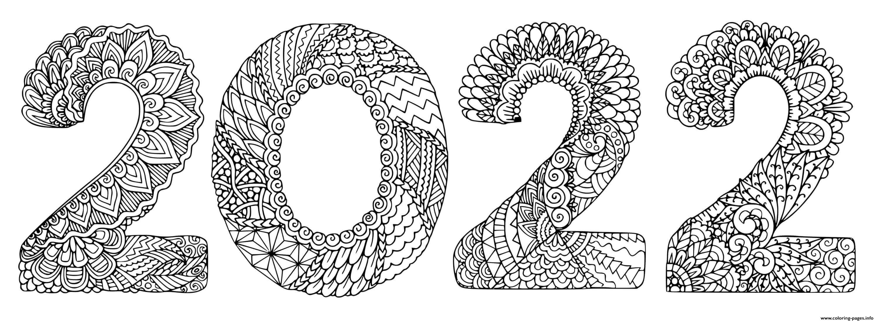 Mandala Art Happy New Year 2022 Adult Mandala coloring