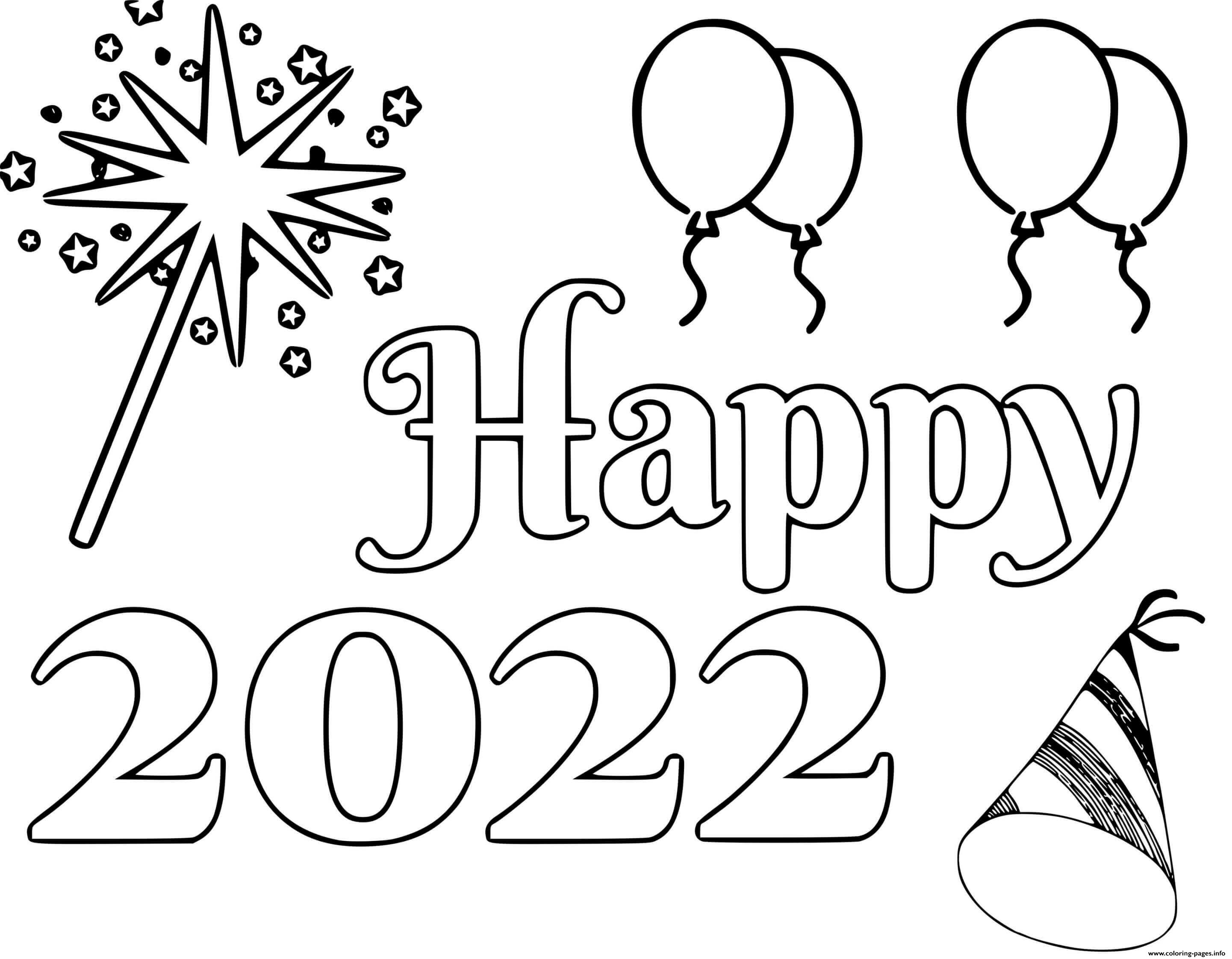 Happy 2022 New Year Fun coloring