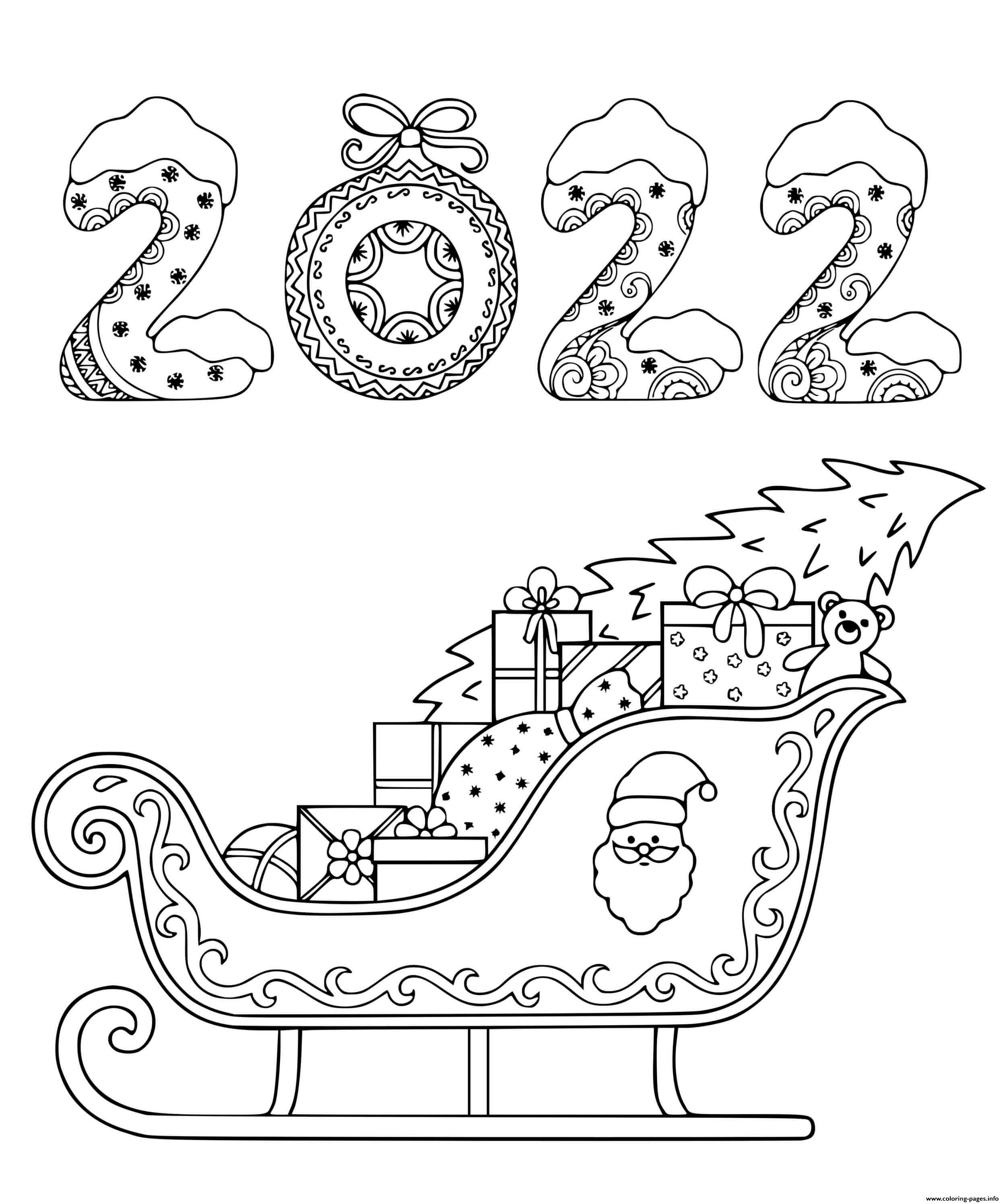 Christmas And New Year 2022 coloring