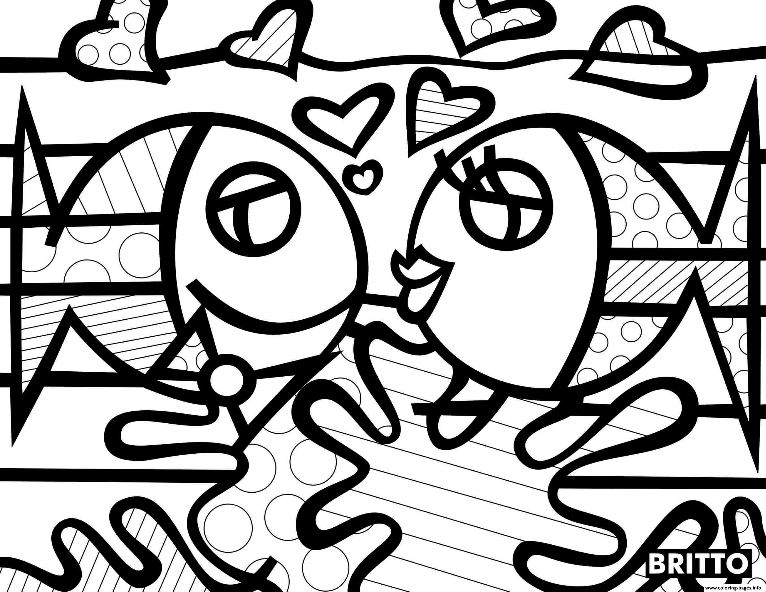 Fish Lovers By Romero Britto coloring