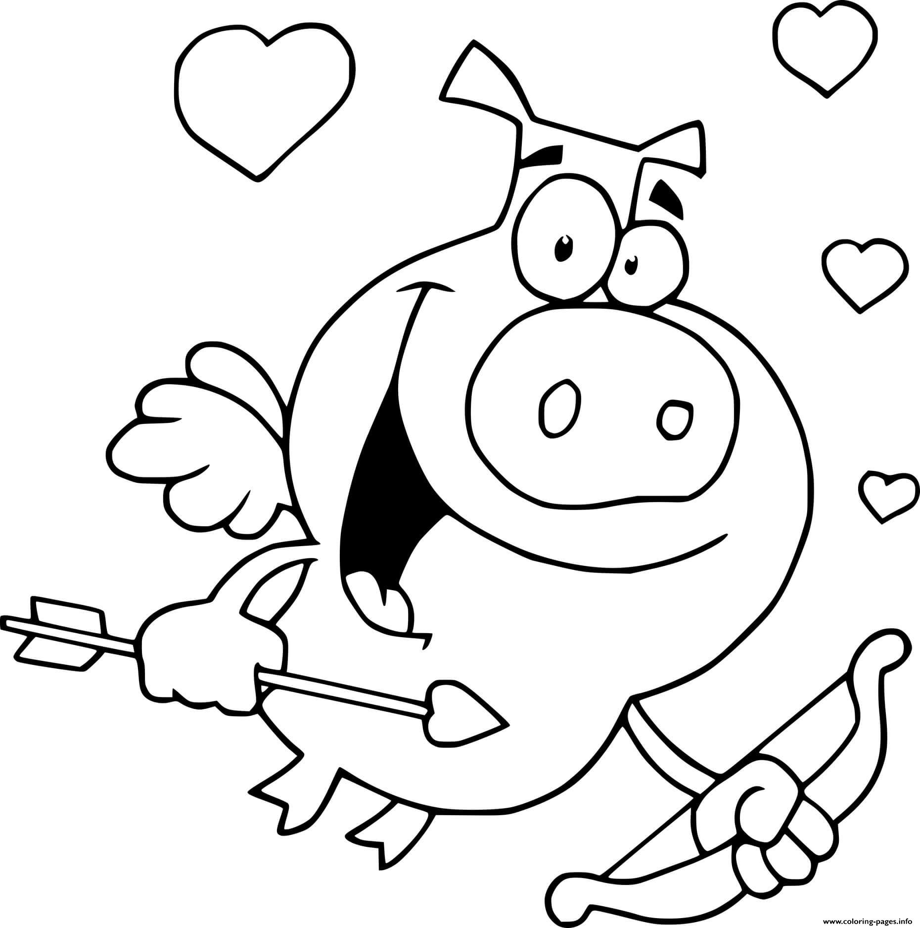 Cupid Pig coloring