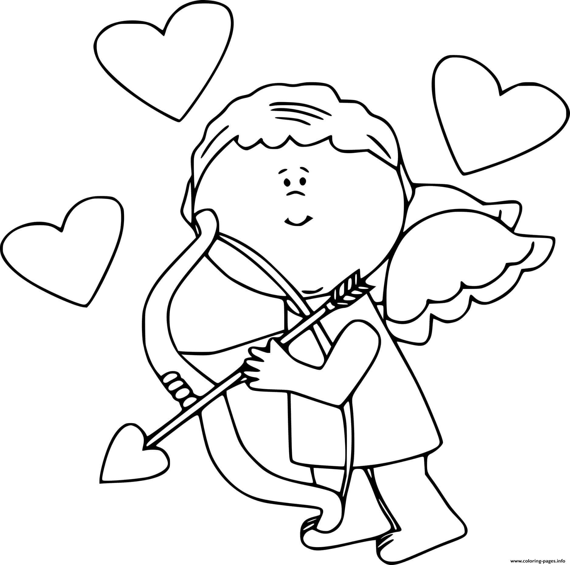 Cupid With Hearts Coloring page Printable