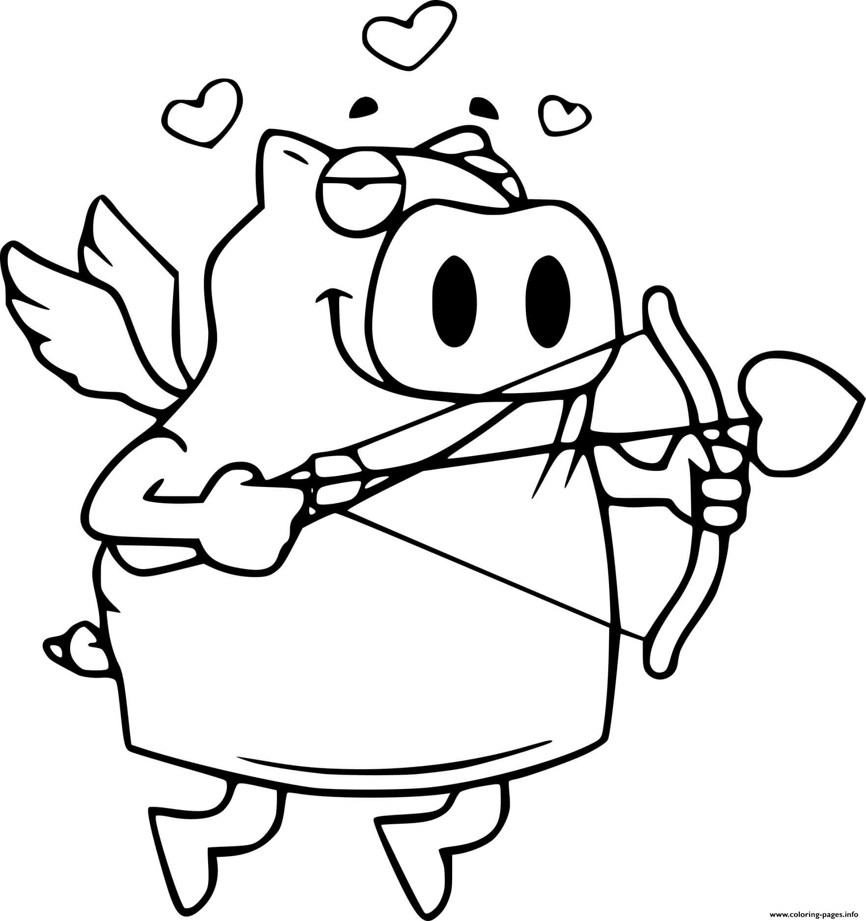 Cupid Pig Shooting coloring