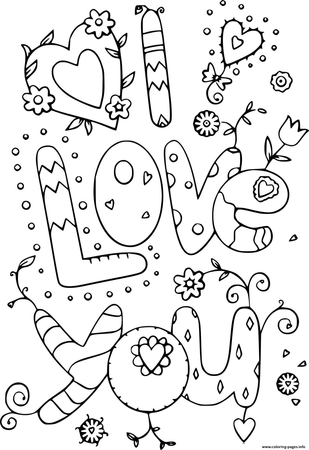 I Love You Doodle Coloring page Printable
