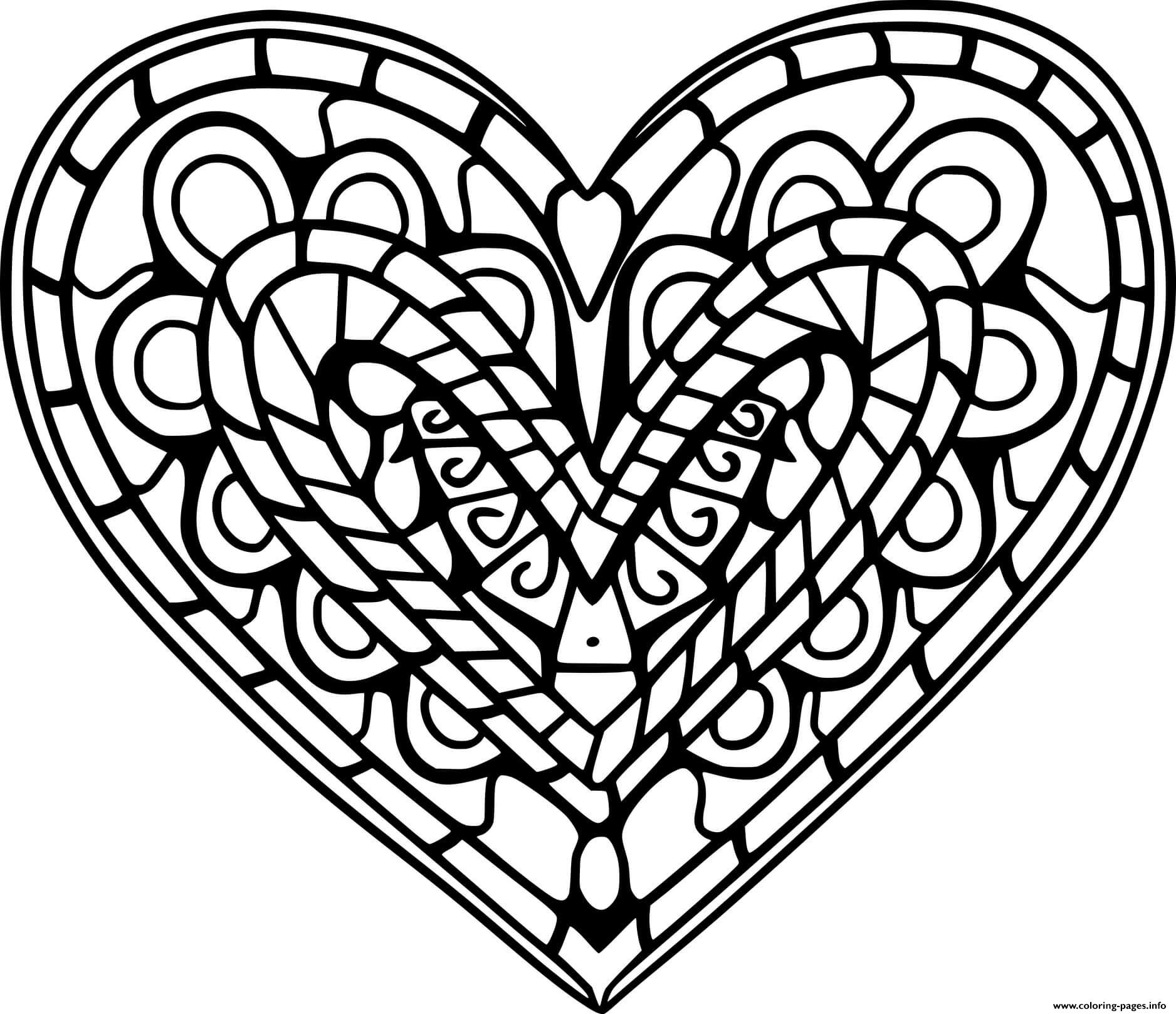 Heart With Various Patterns coloring