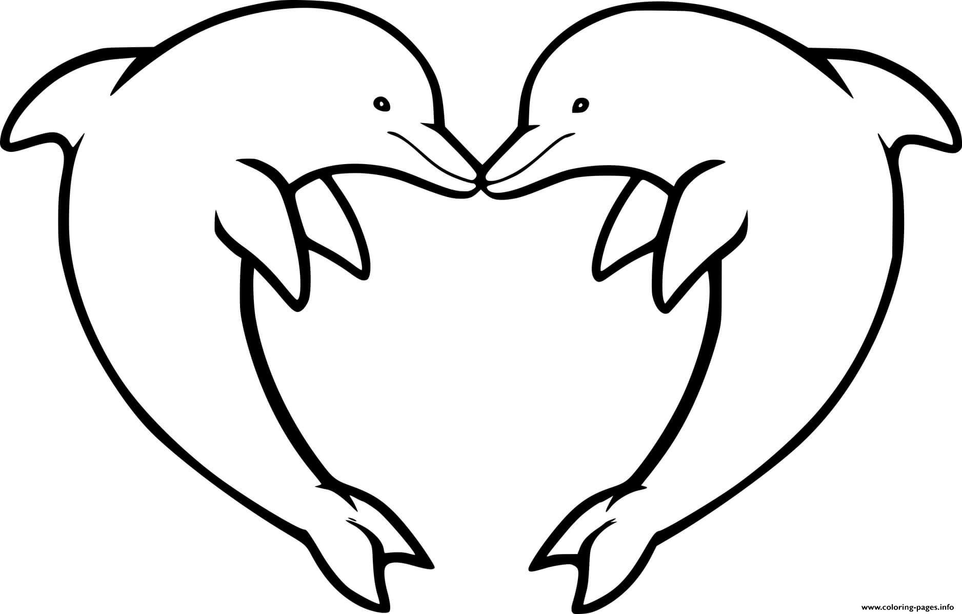 Two Dolphins Shaped A Heart coloring