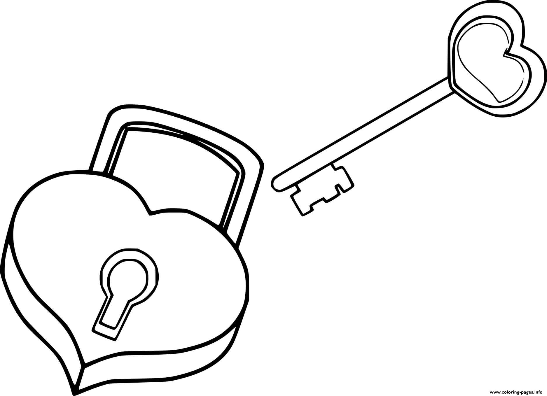 Heart Shaped Lock And Key coloring
