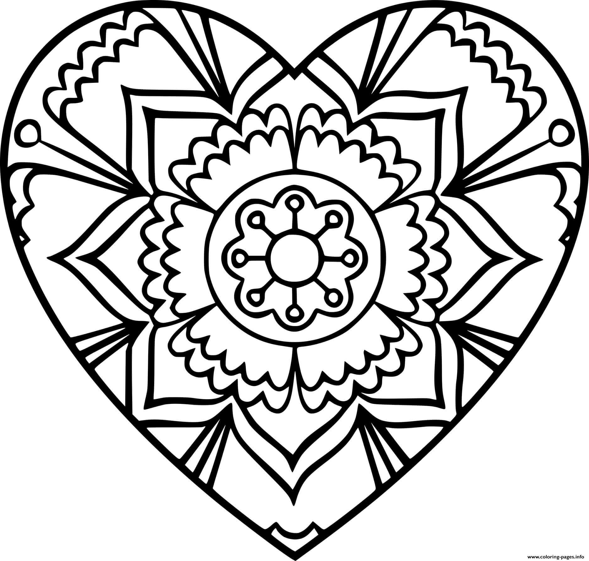 Heart With Flower Patterns coloring