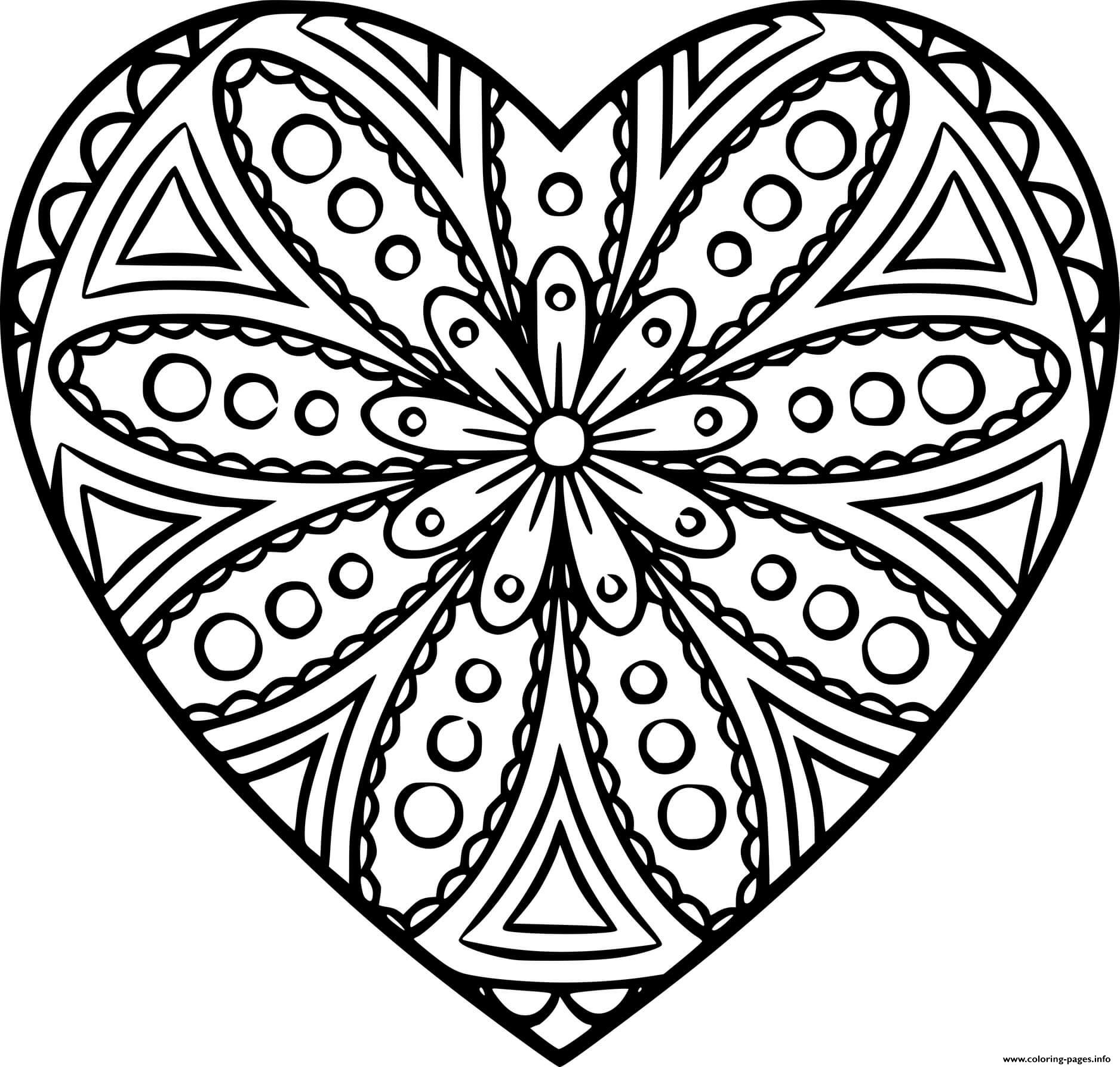 Heart With Symmetrical Patterns coloring