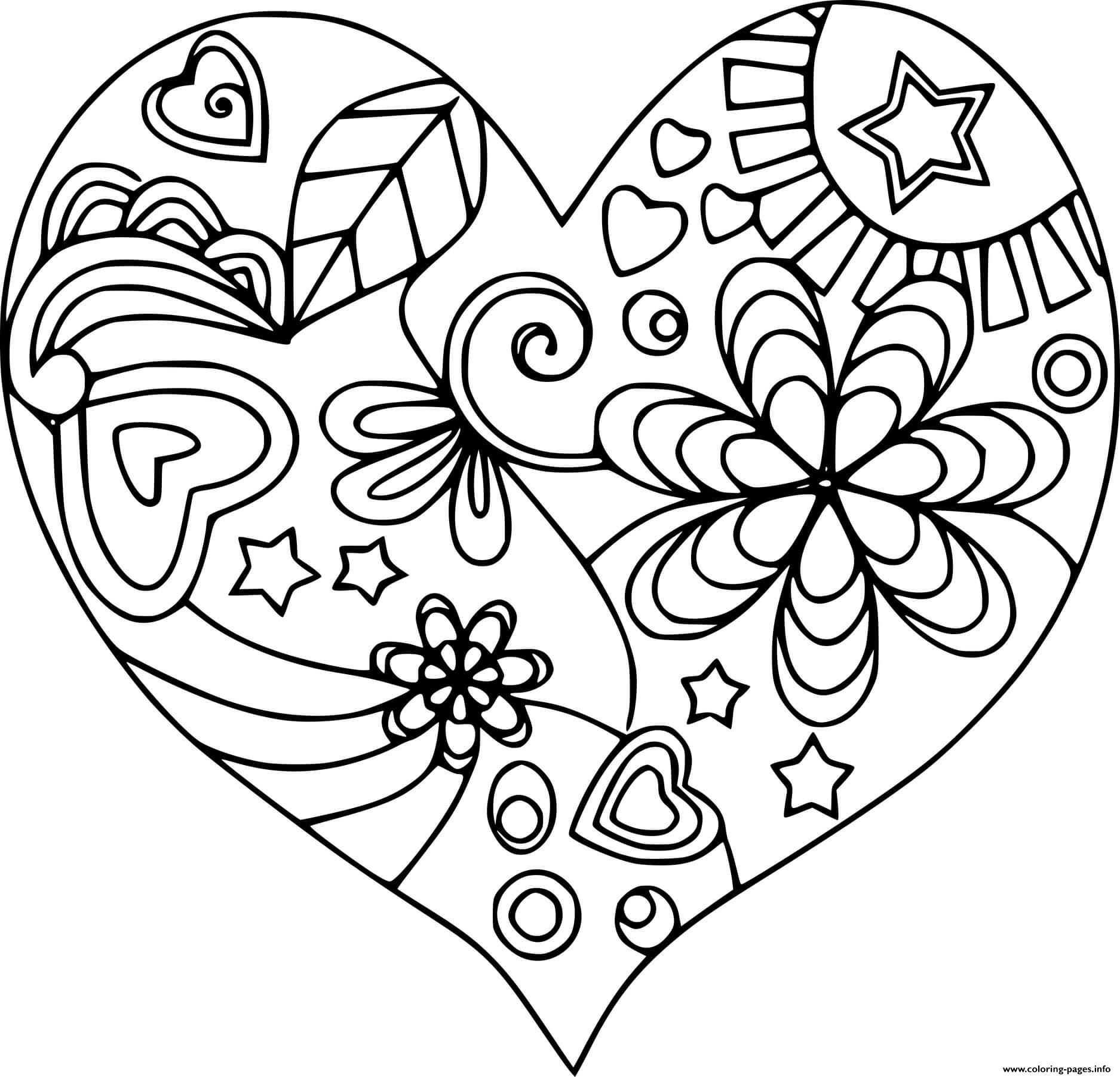 Heart With Beautiful Patterns coloring