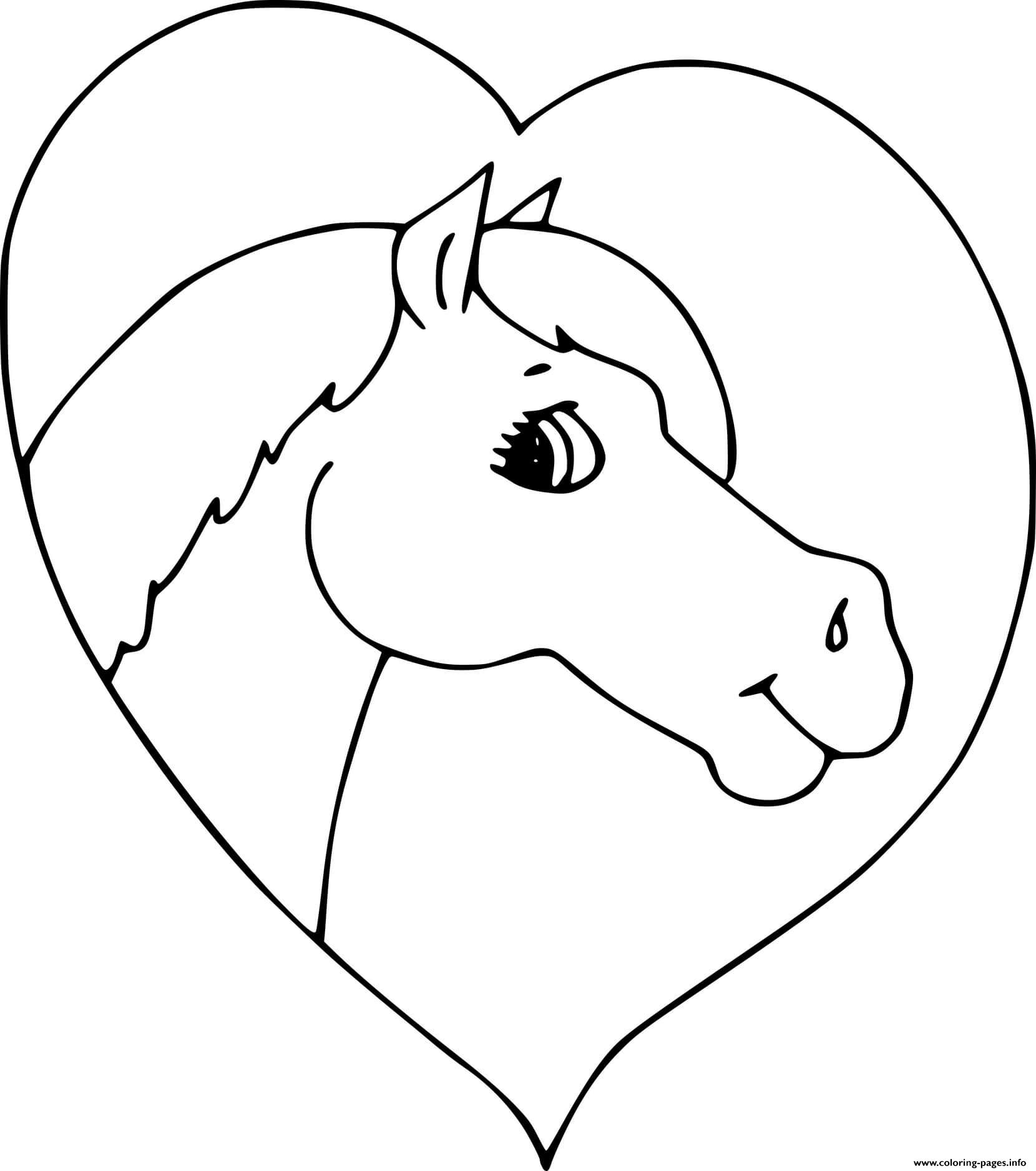 Horse In A Heart coloring