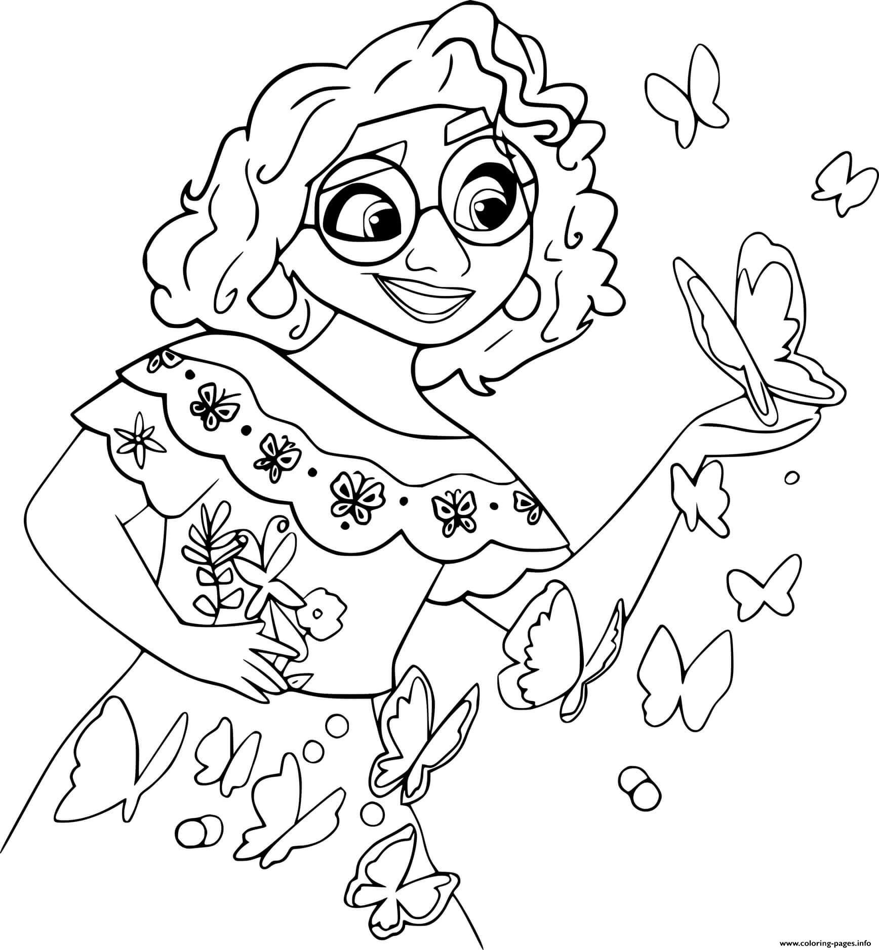 Encanto Mirabel And Butterflies Coloring page Printable