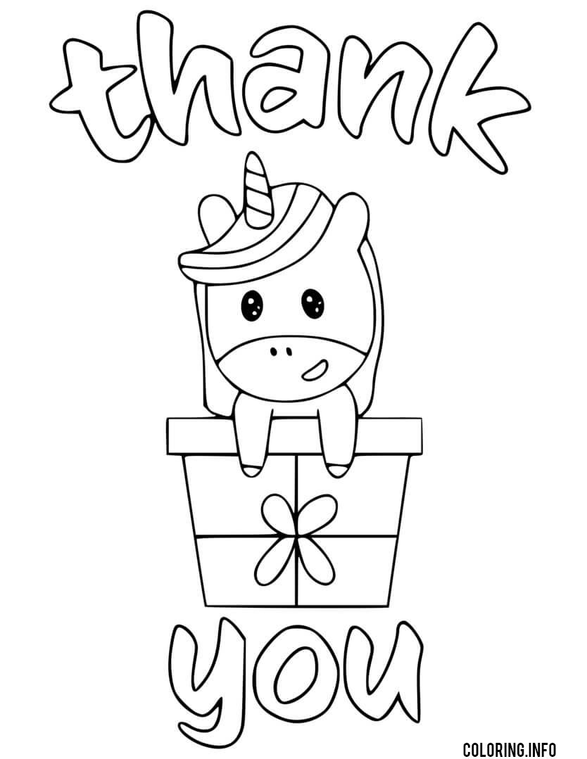 Unicorn Thank You Teacher Gift coloring