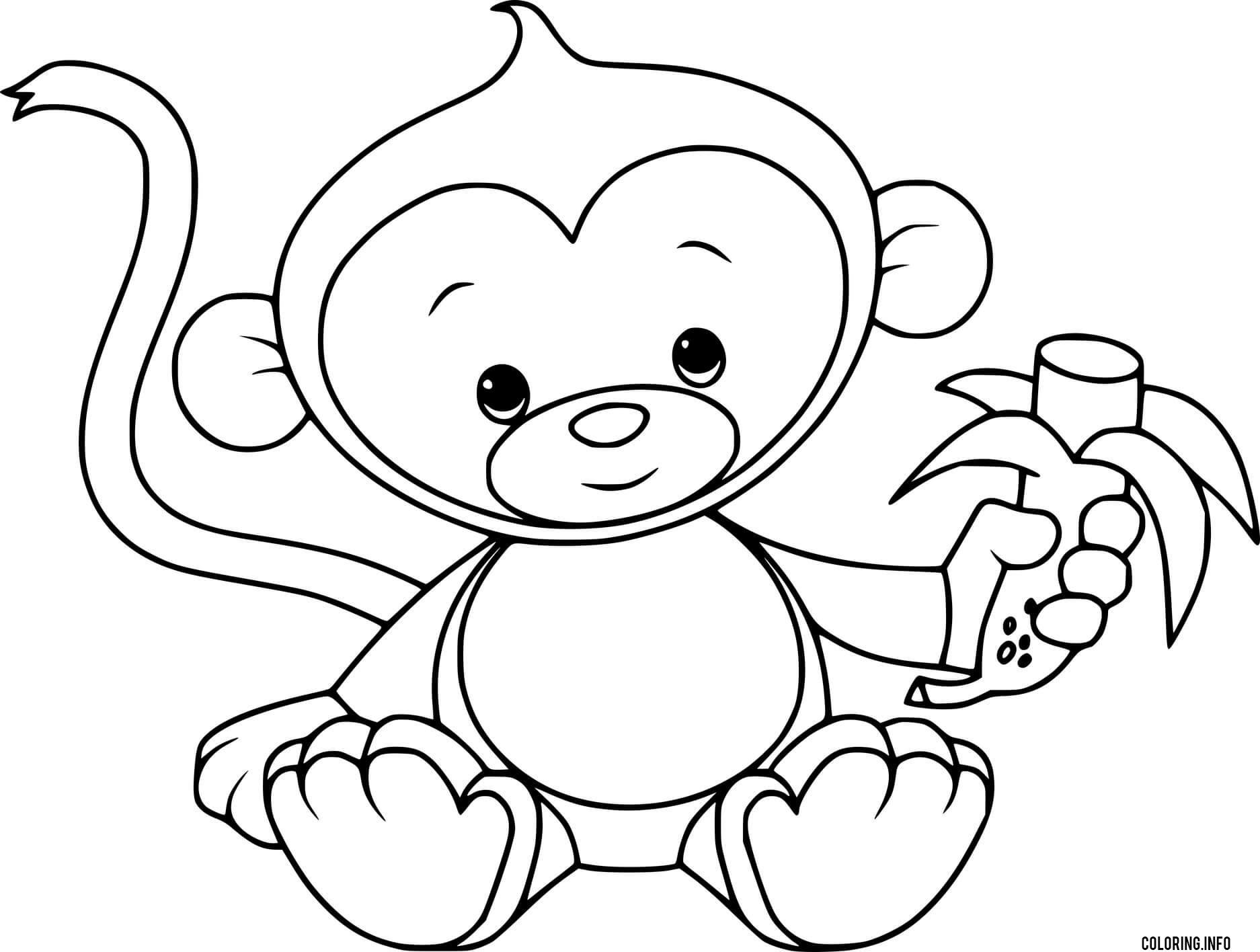 Cute Monkey With Bananas Coloring Page Free Printable Coloring Pages