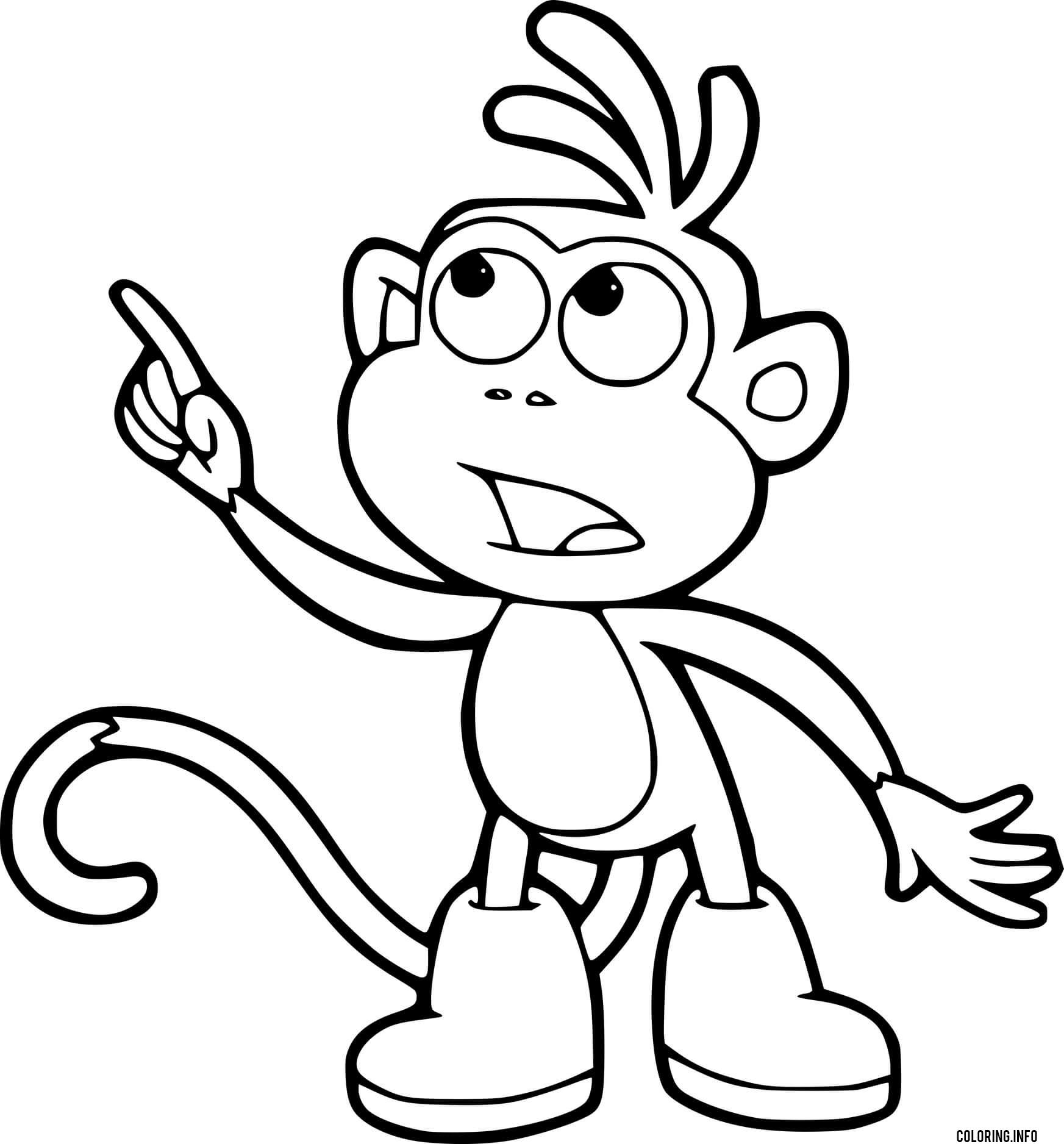 Monkey Pointing Up Coloring page Printable
