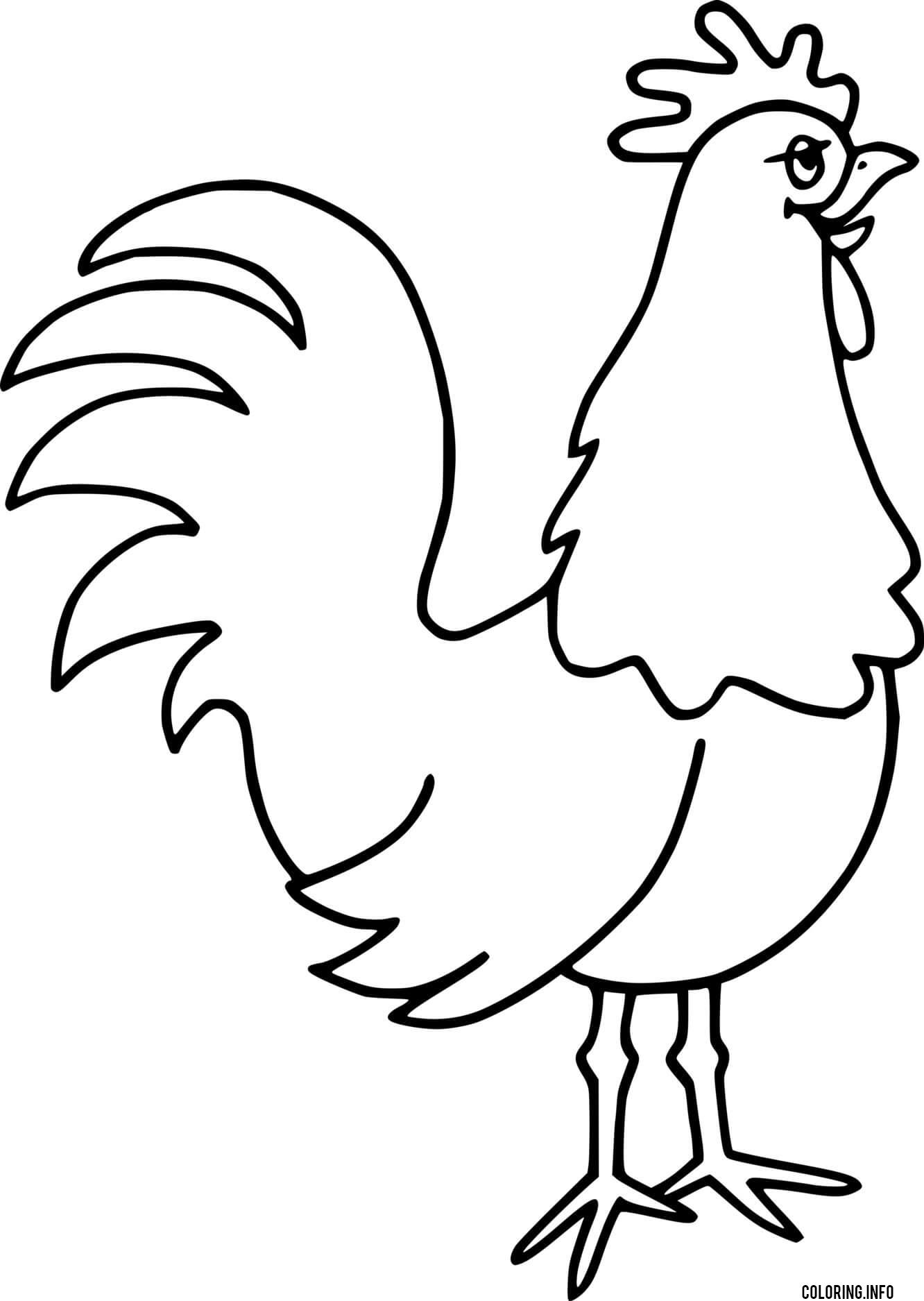 Cartoon Cute Rooster Coloring page Printable