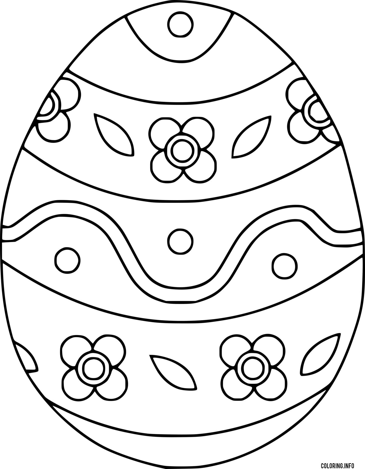 Easter Egg With Flowers And Leafs coloring