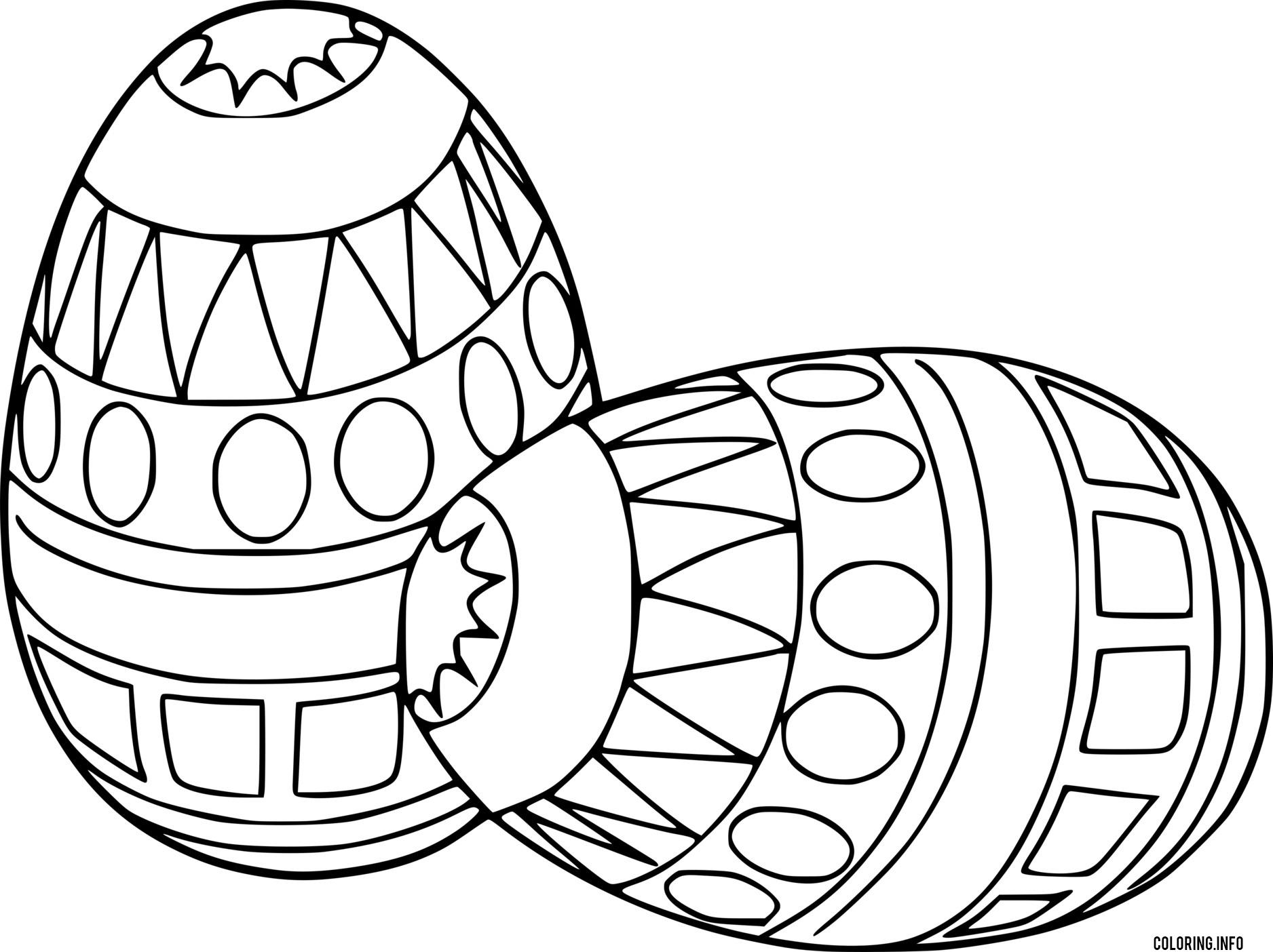 Two Easter Eggs With Square Patterns coloring