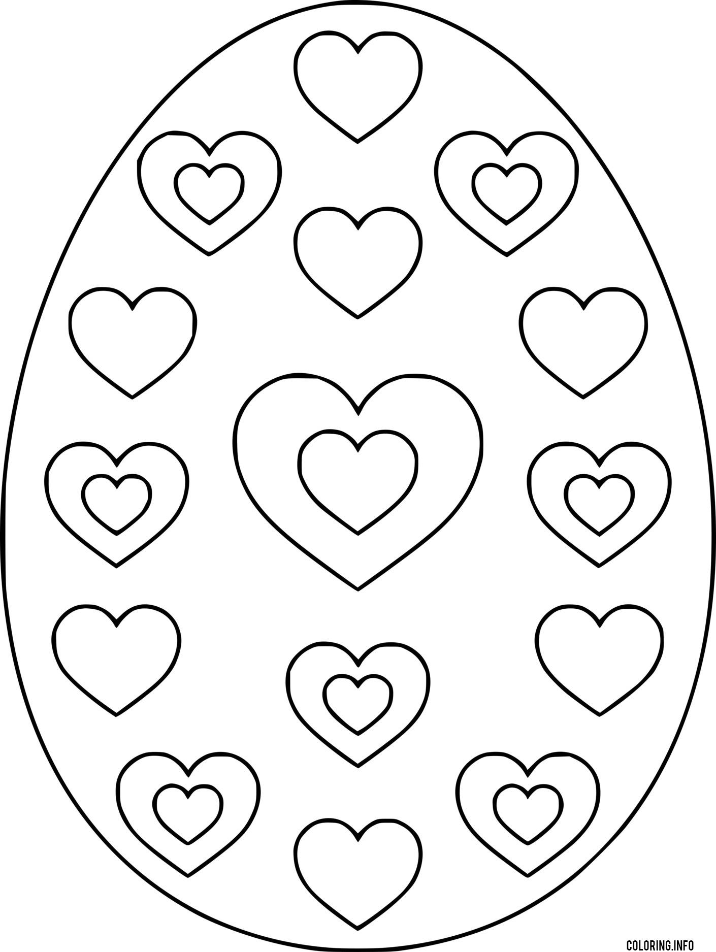 Easter Egg With Hearts Patterns coloring