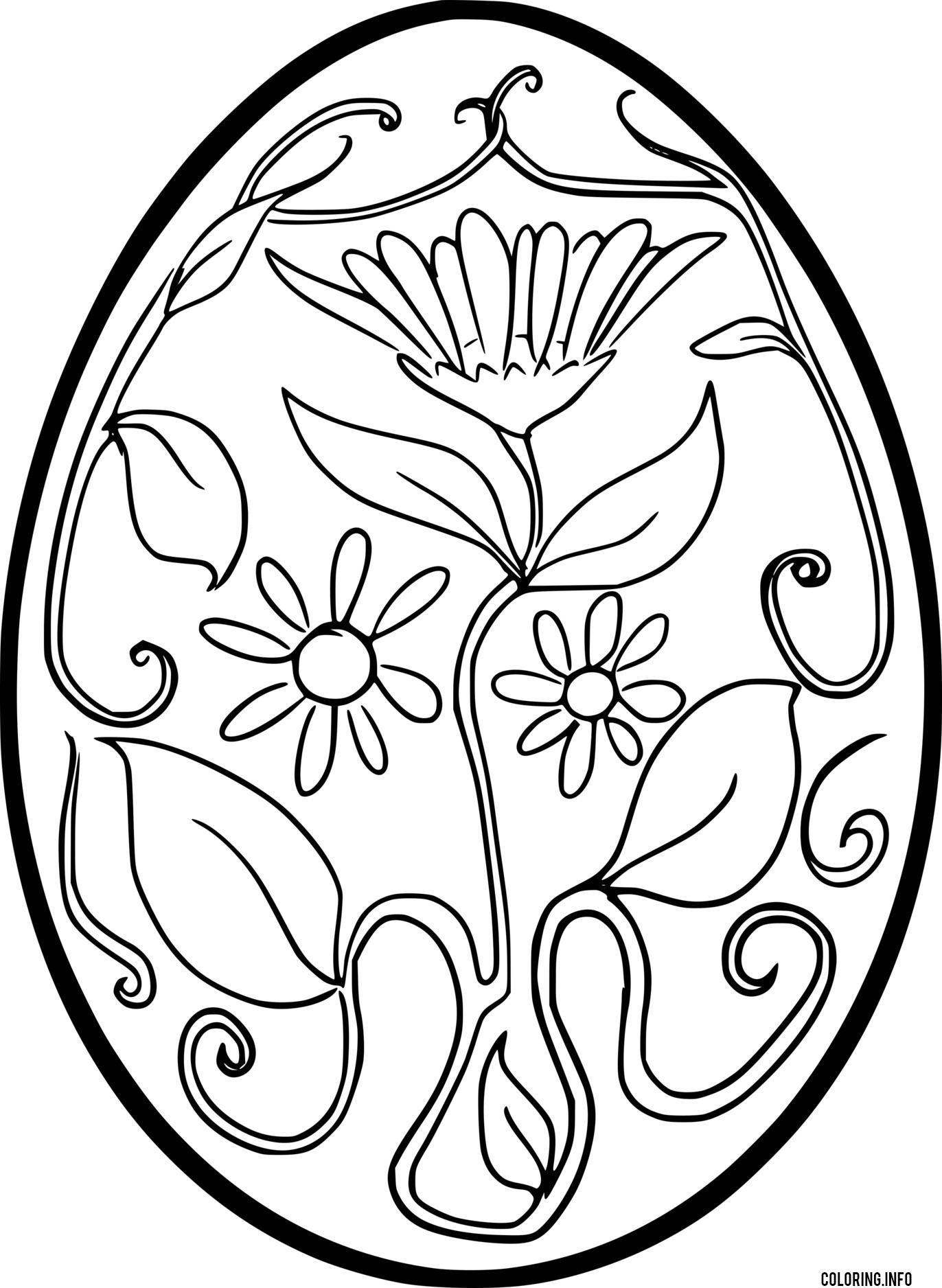 Beautiful Flowers Pattern Easter Egg coloring