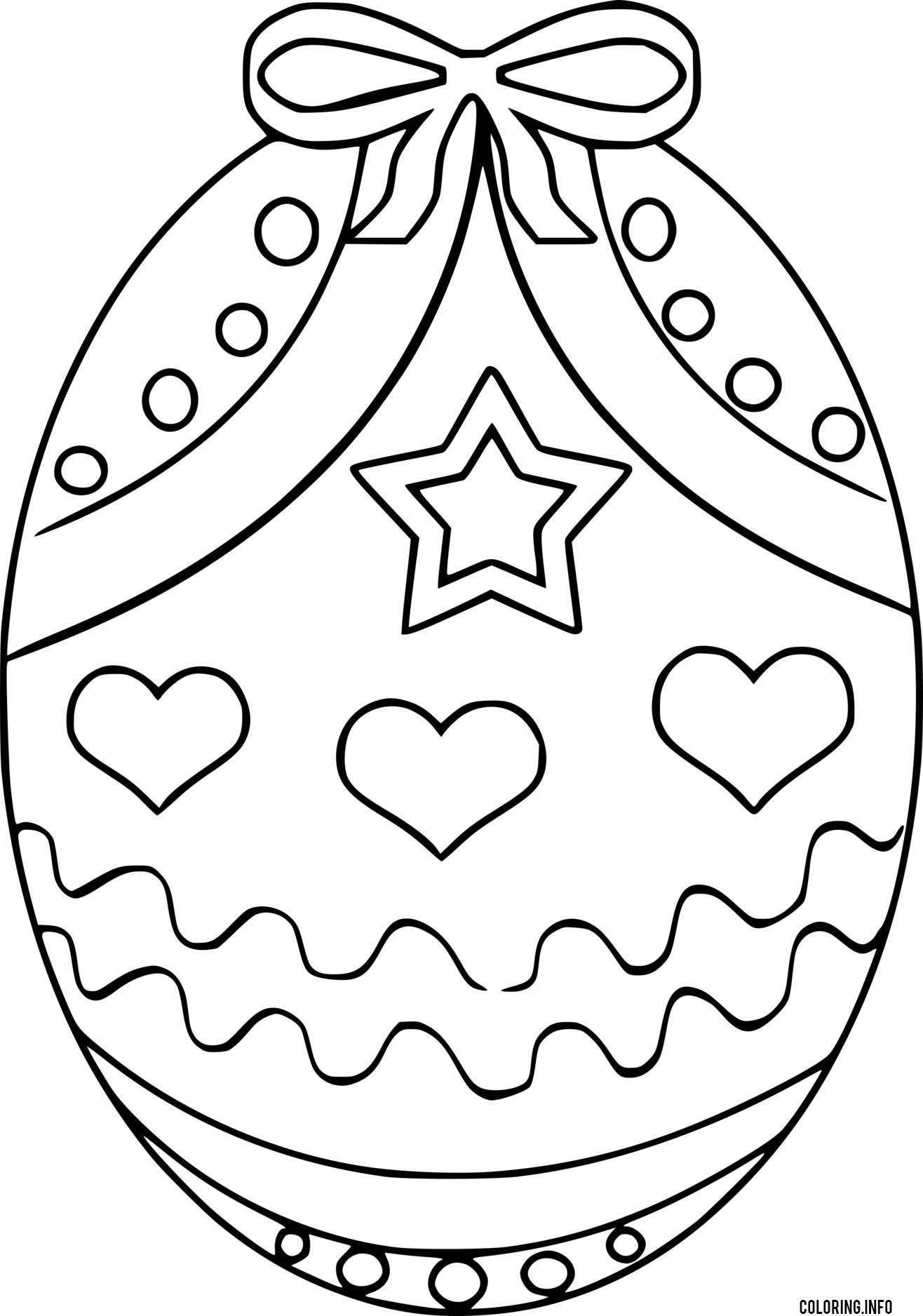 Easter Egg With Star And Hearts coloring
