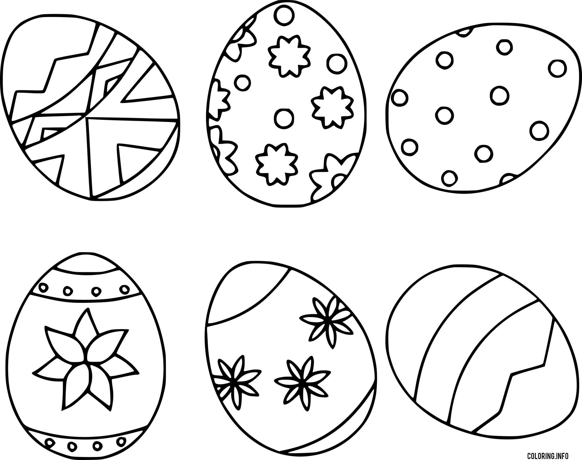 Six Easter Eggs With Patterns coloring