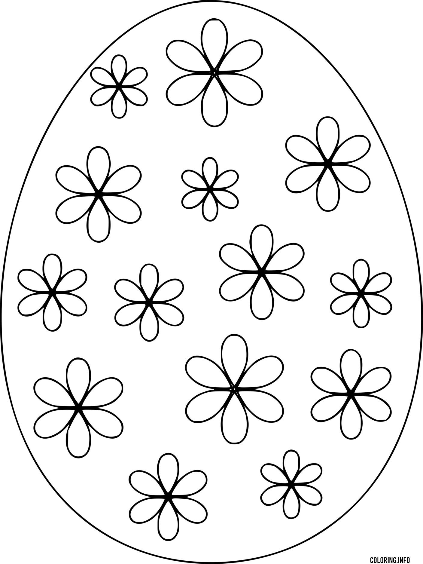 Easter Egg With Fourteen Flowers coloring