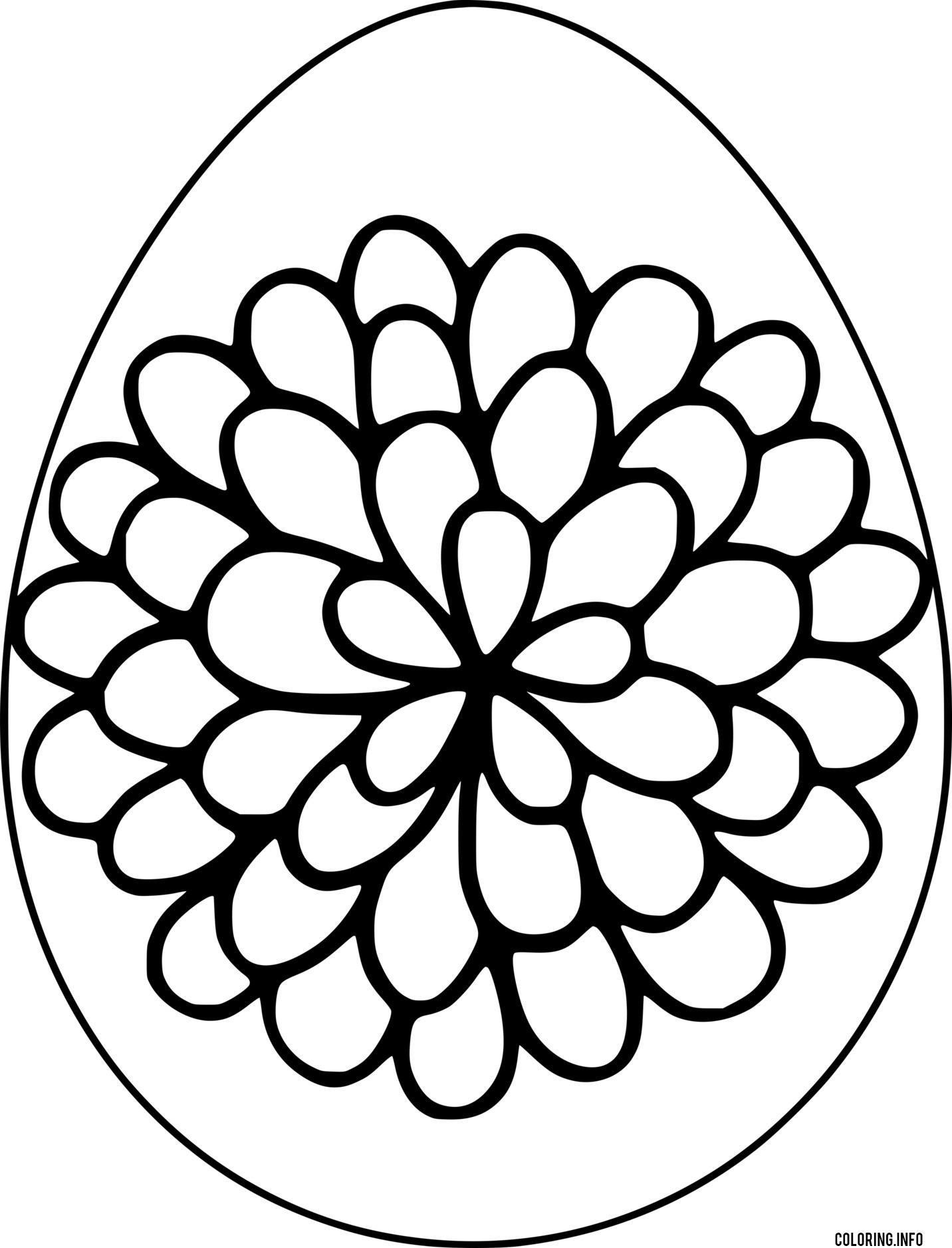 Easter Egg With Big Flower Pattern coloring