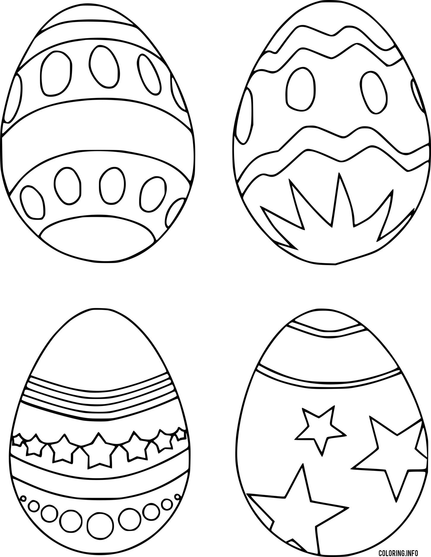Four Easter Eggs With Various Patterns coloring