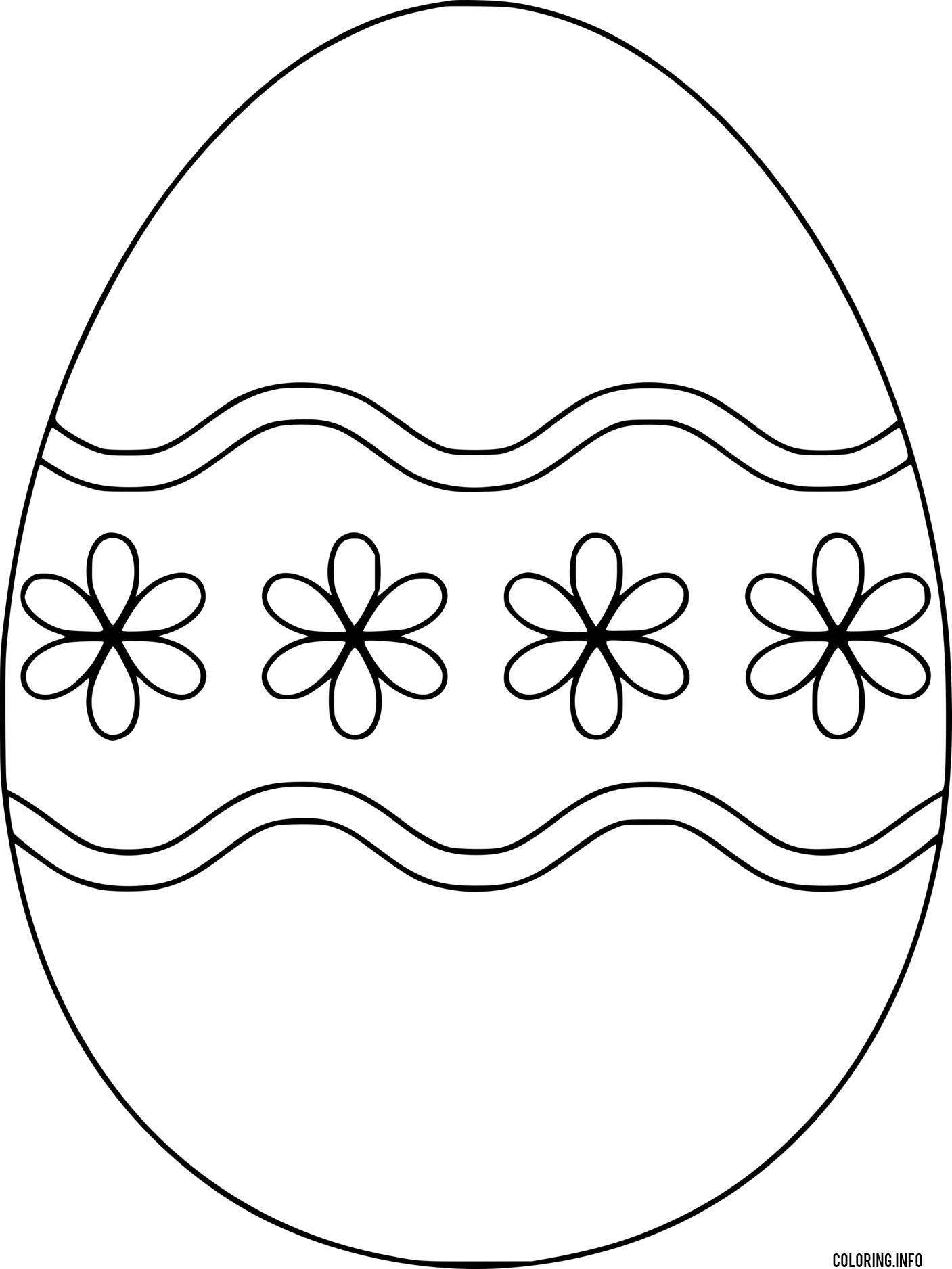 Easter Egg With Four Flowers coloring