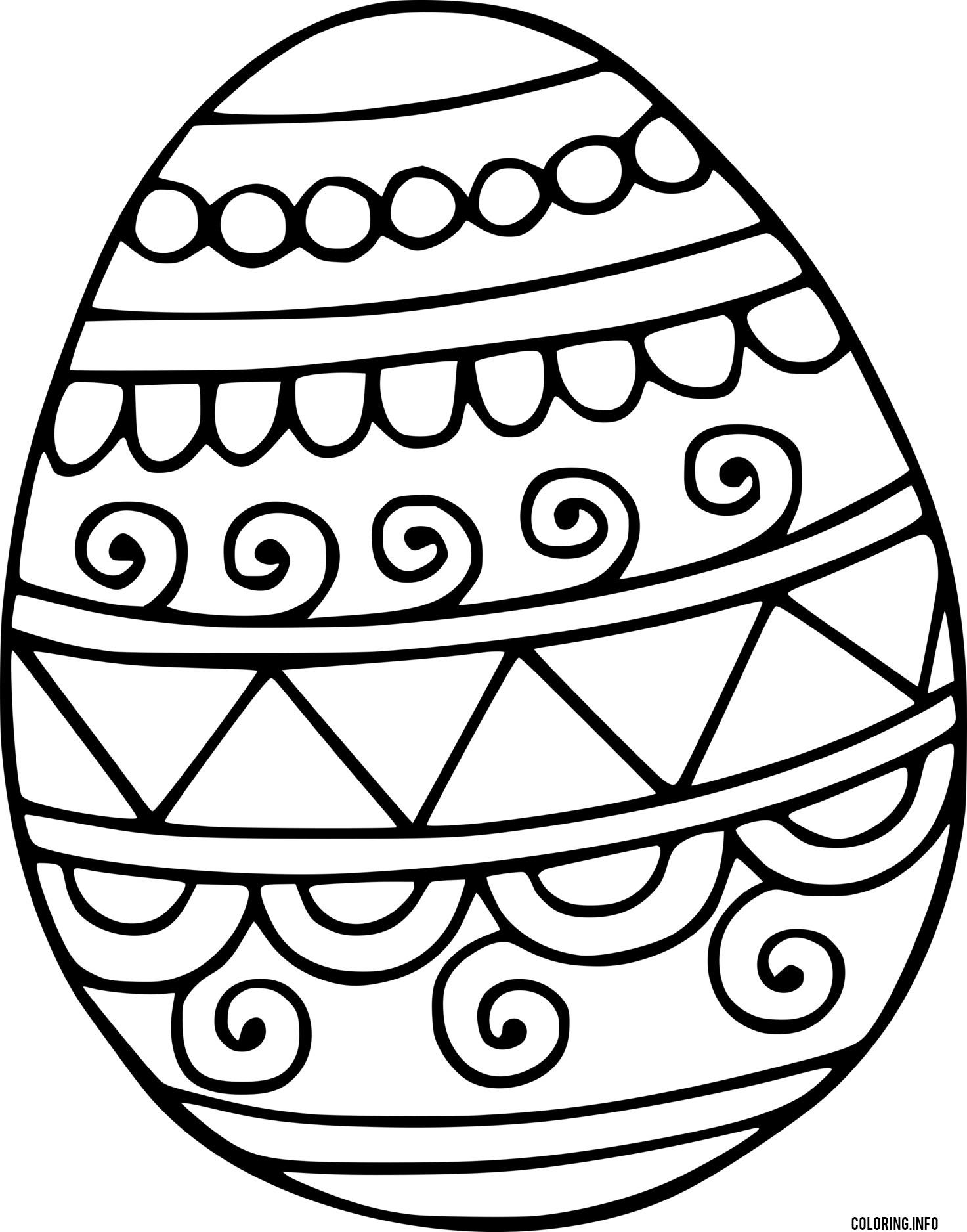 Easter Egg With Cloud And Line Patterns Coloring page Printable