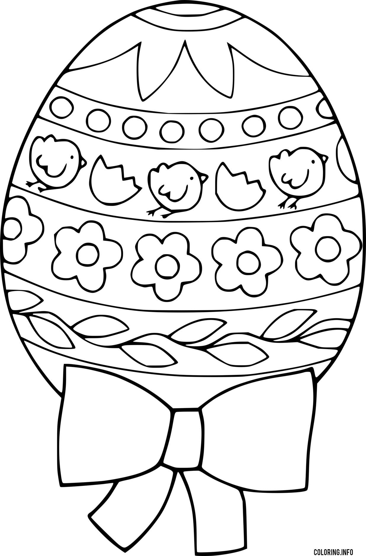 Easter Egg With Chick Patterns coloring