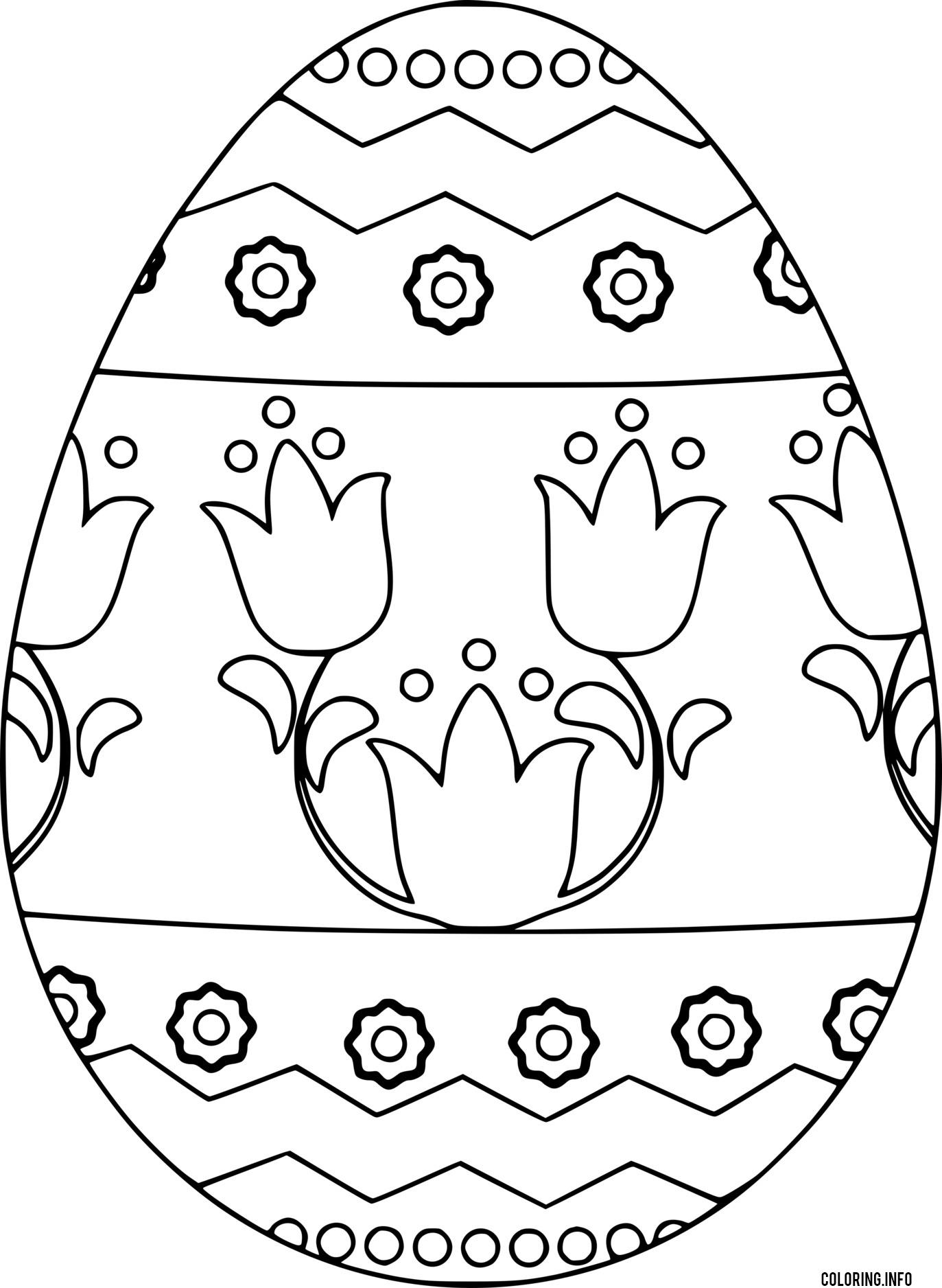 Easter Egg With Beautiful Flowers coloring