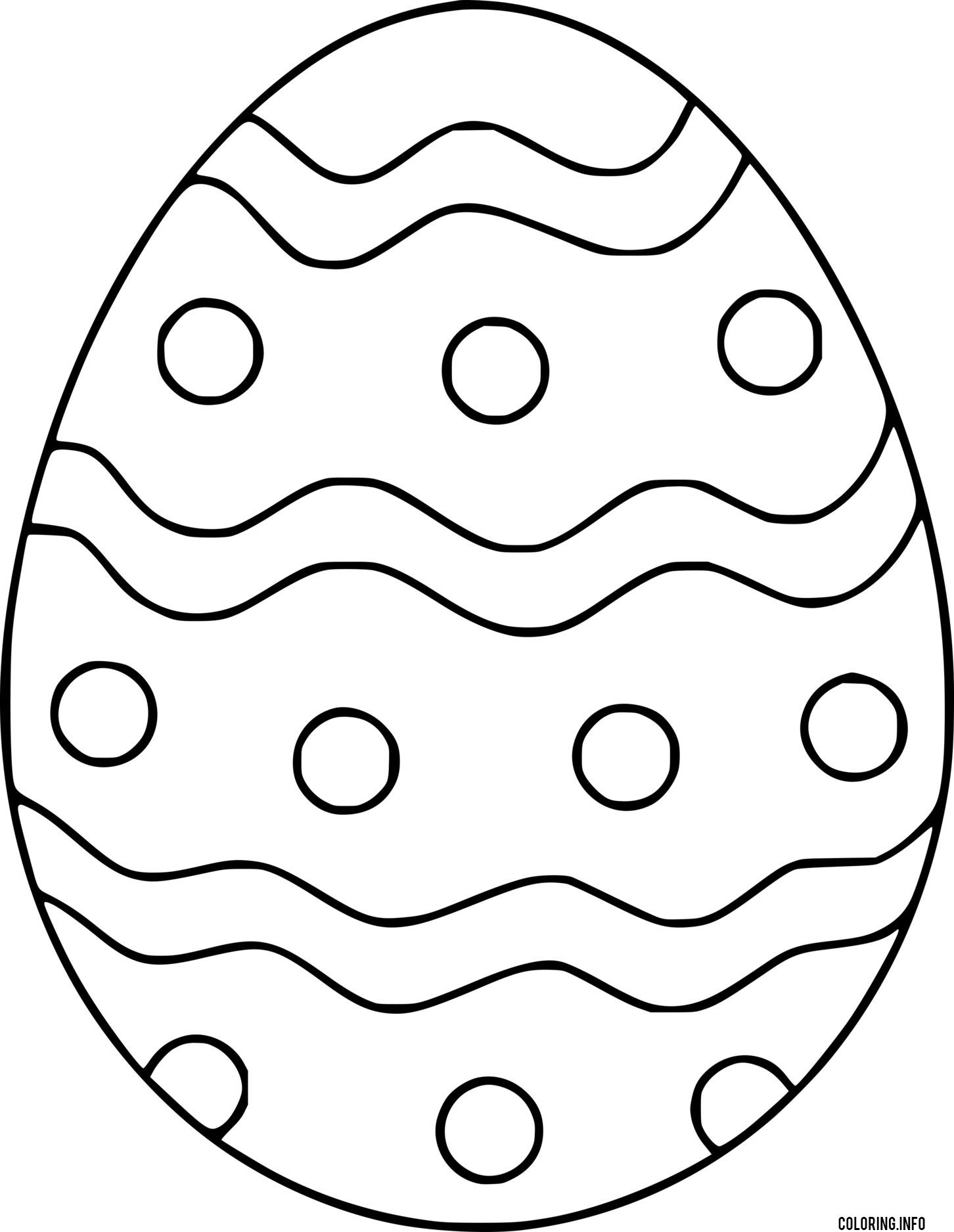 Easter Egg With Circle And Wave Line Patterns coloring