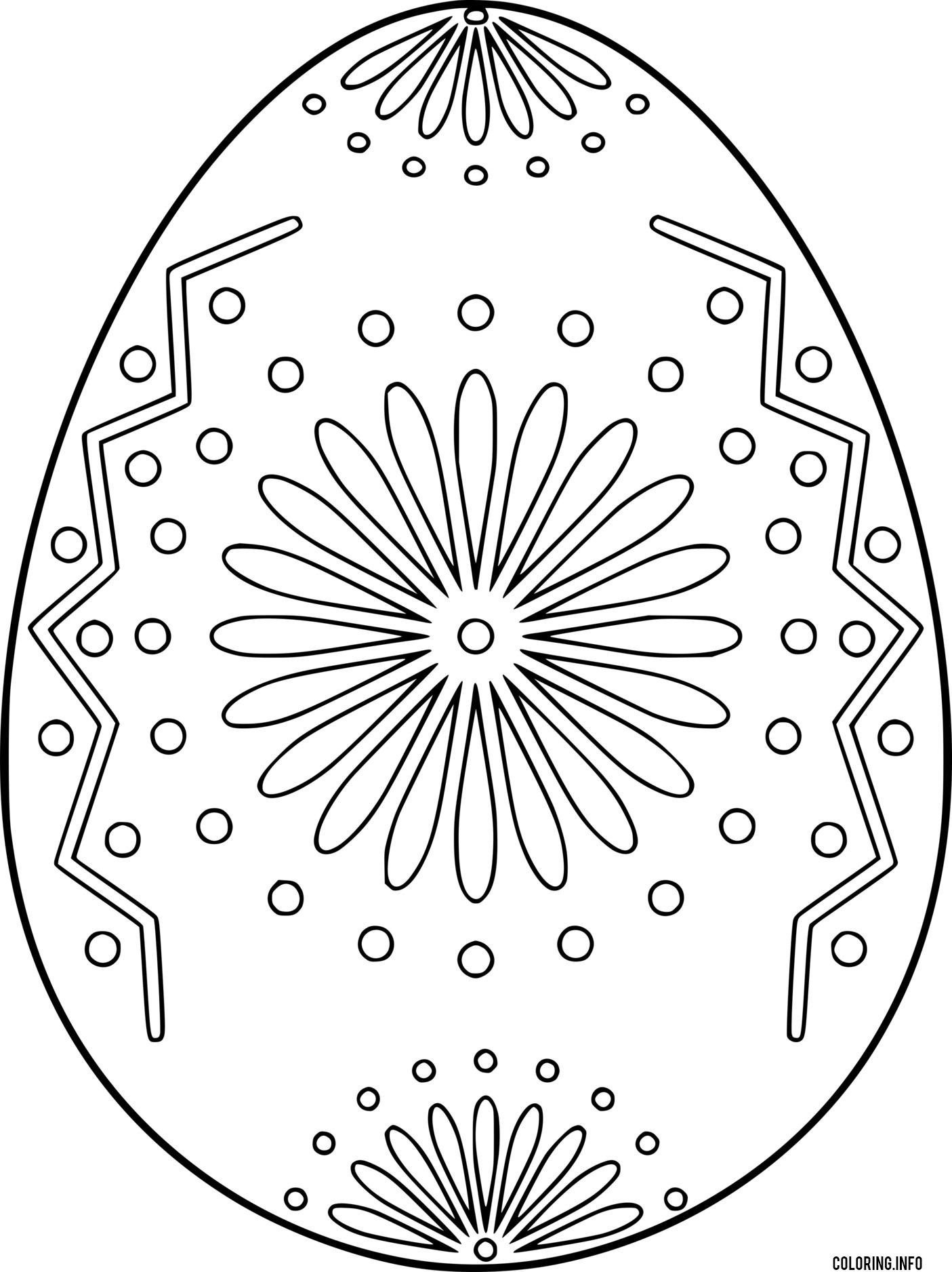 Easter Egg With Symmetrical Flowers coloring